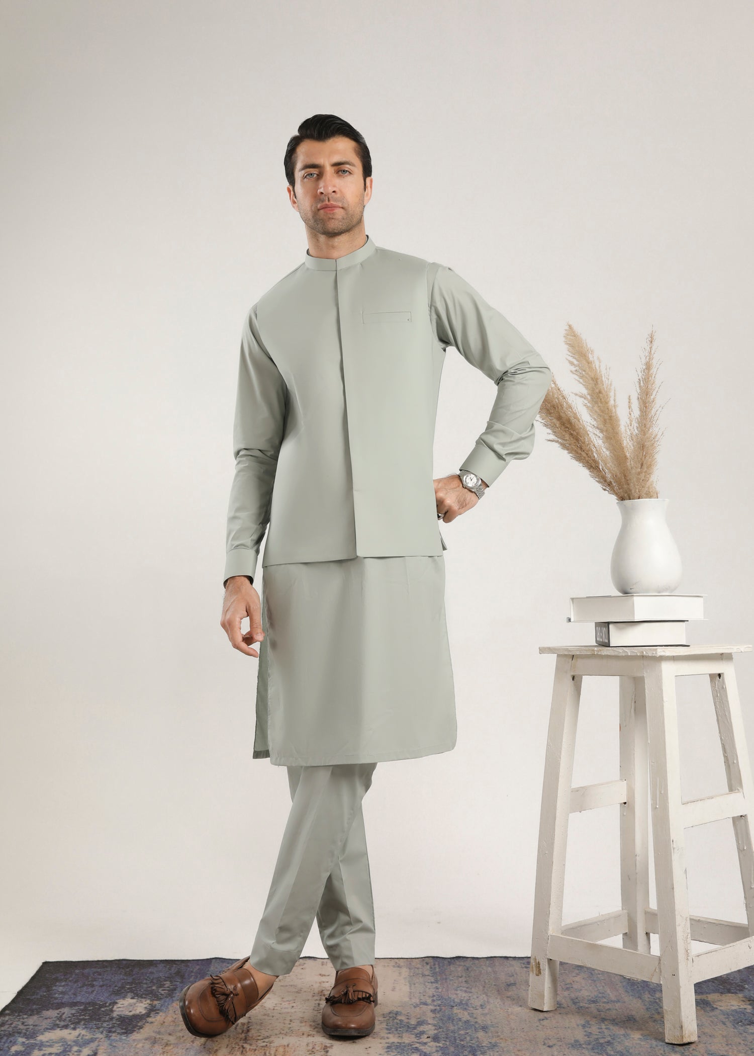 cotton Waistcoat in Mint green