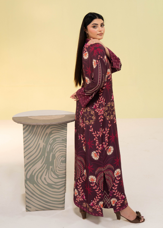 poly lawn Kaftan in Plum