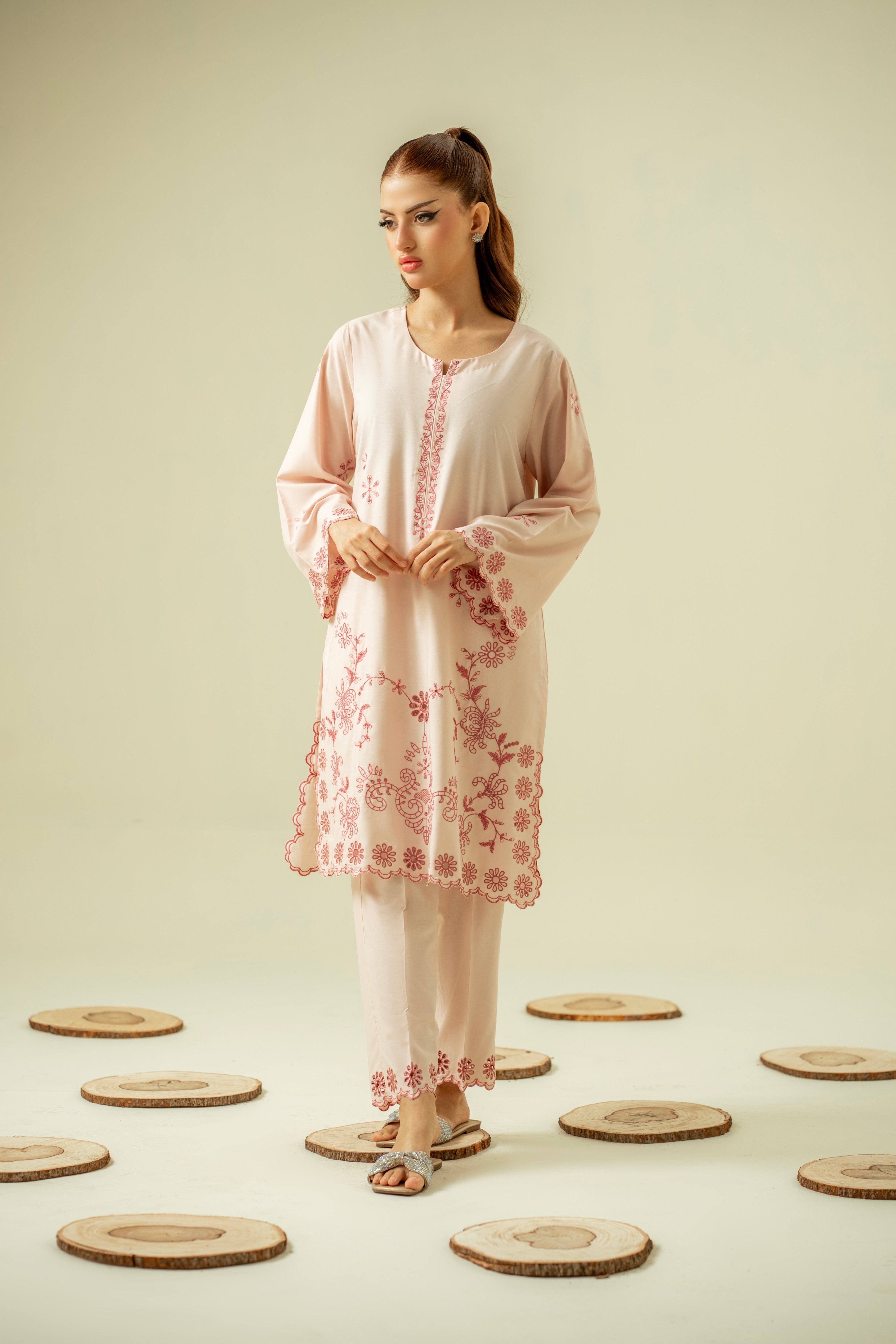 wash & wear Kurta Set in Pastel pink