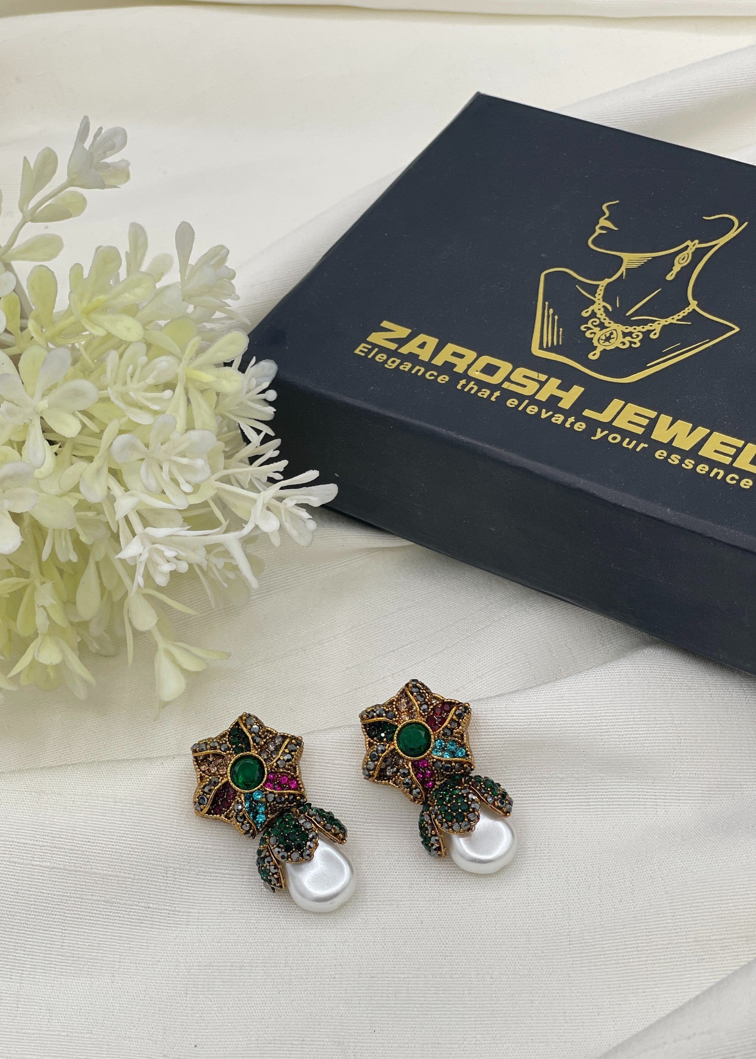 Earrings in Green, multi Color by - Trendy Women Earrings UGC3586