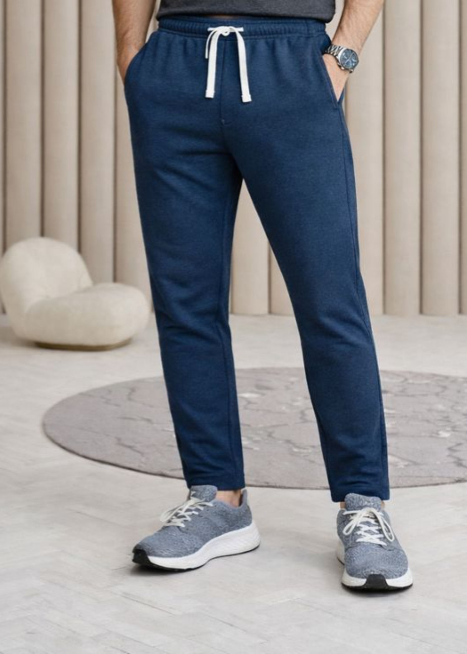 fleece Jogger Pants in Navy blue