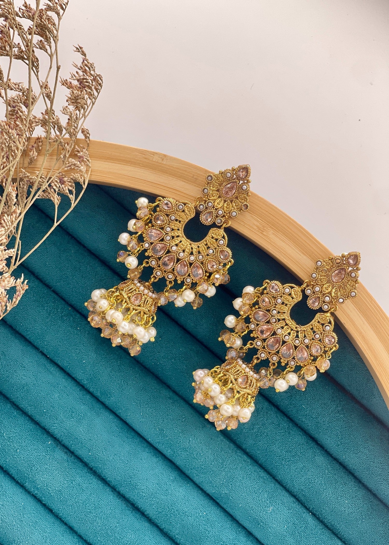 Earrings in Champagne Color by - Trendy Women Earrings TGY0567