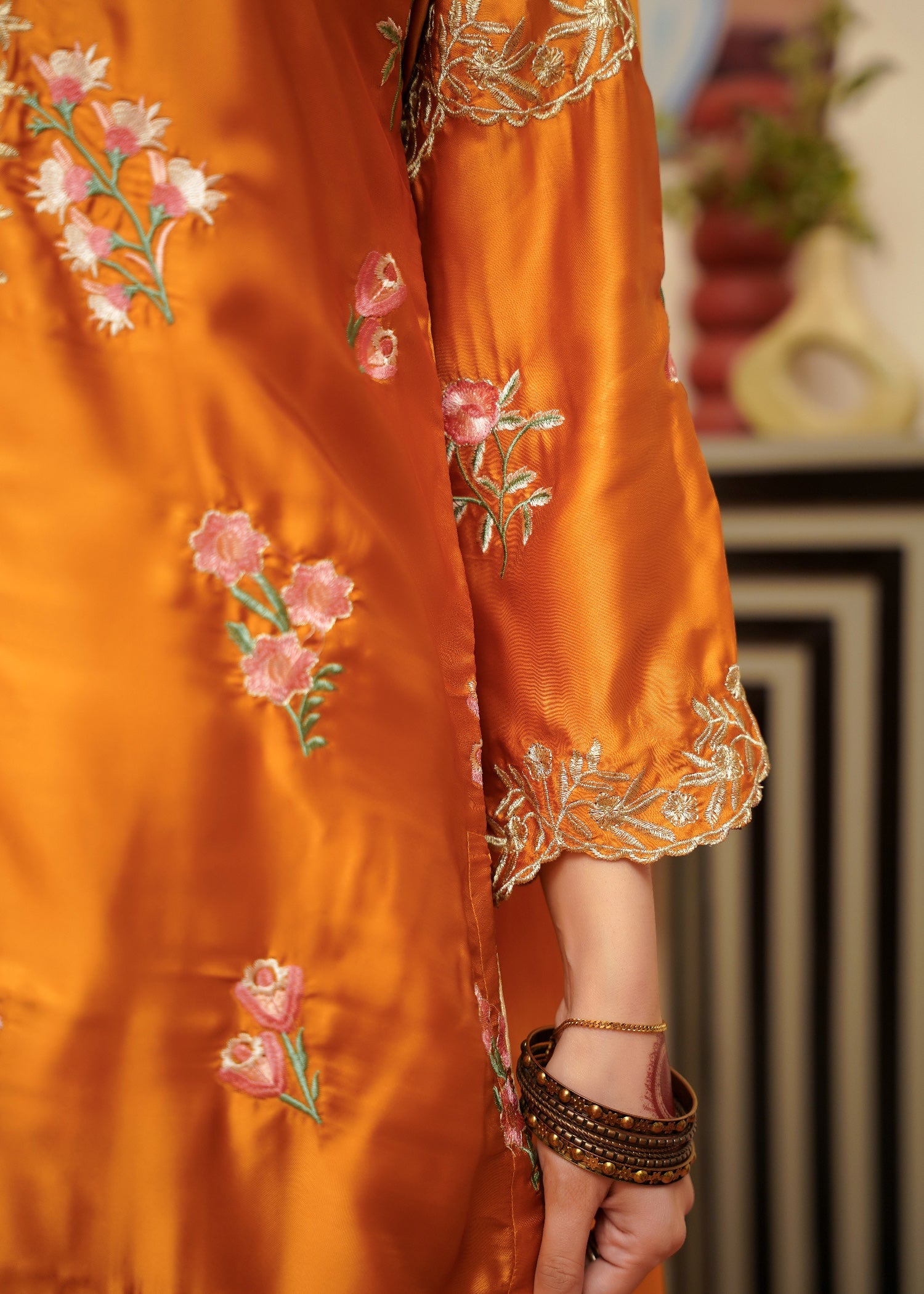 silk Kurta Set in Mustard