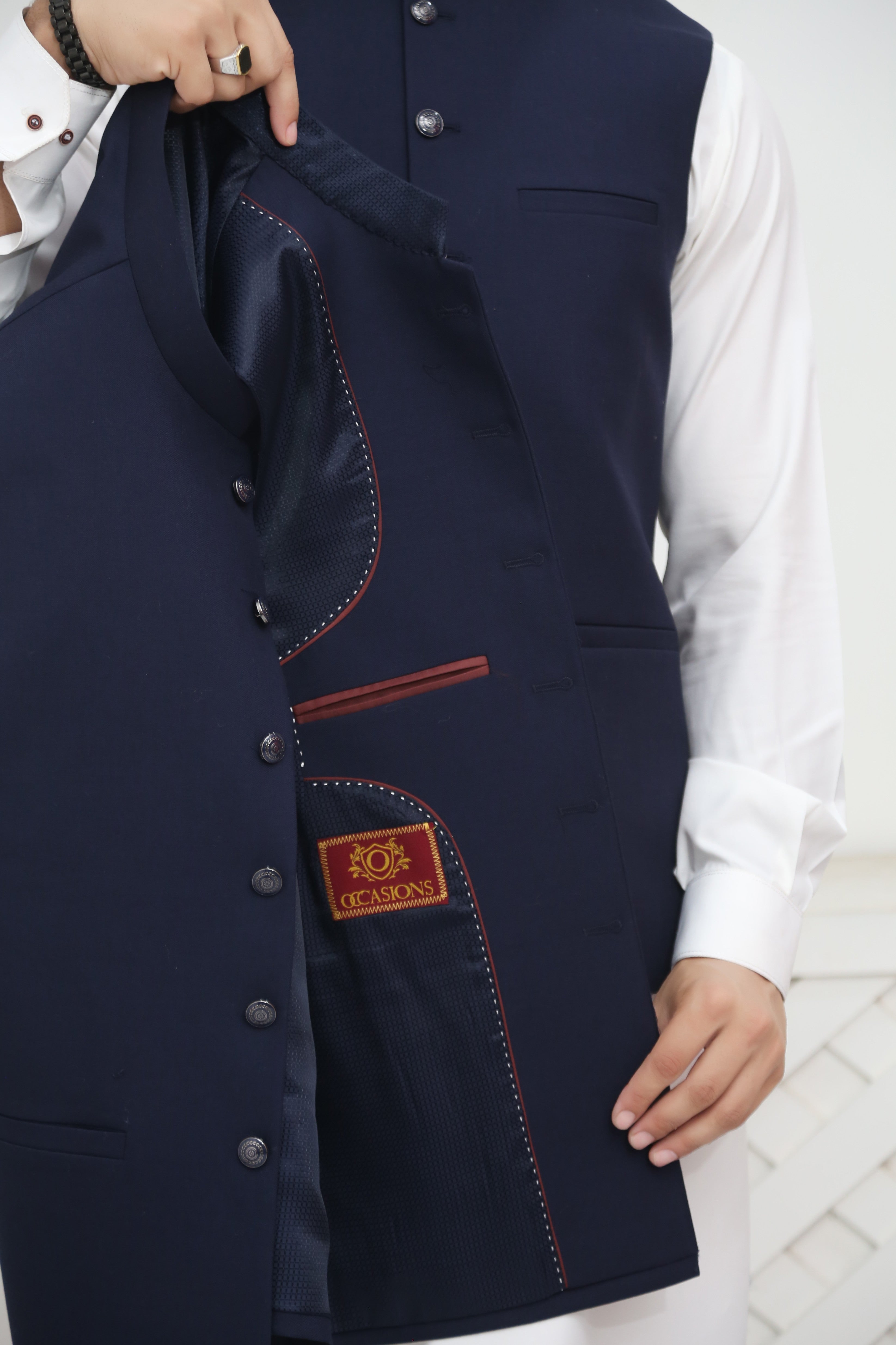 tropical Waistcoat in Navy blue