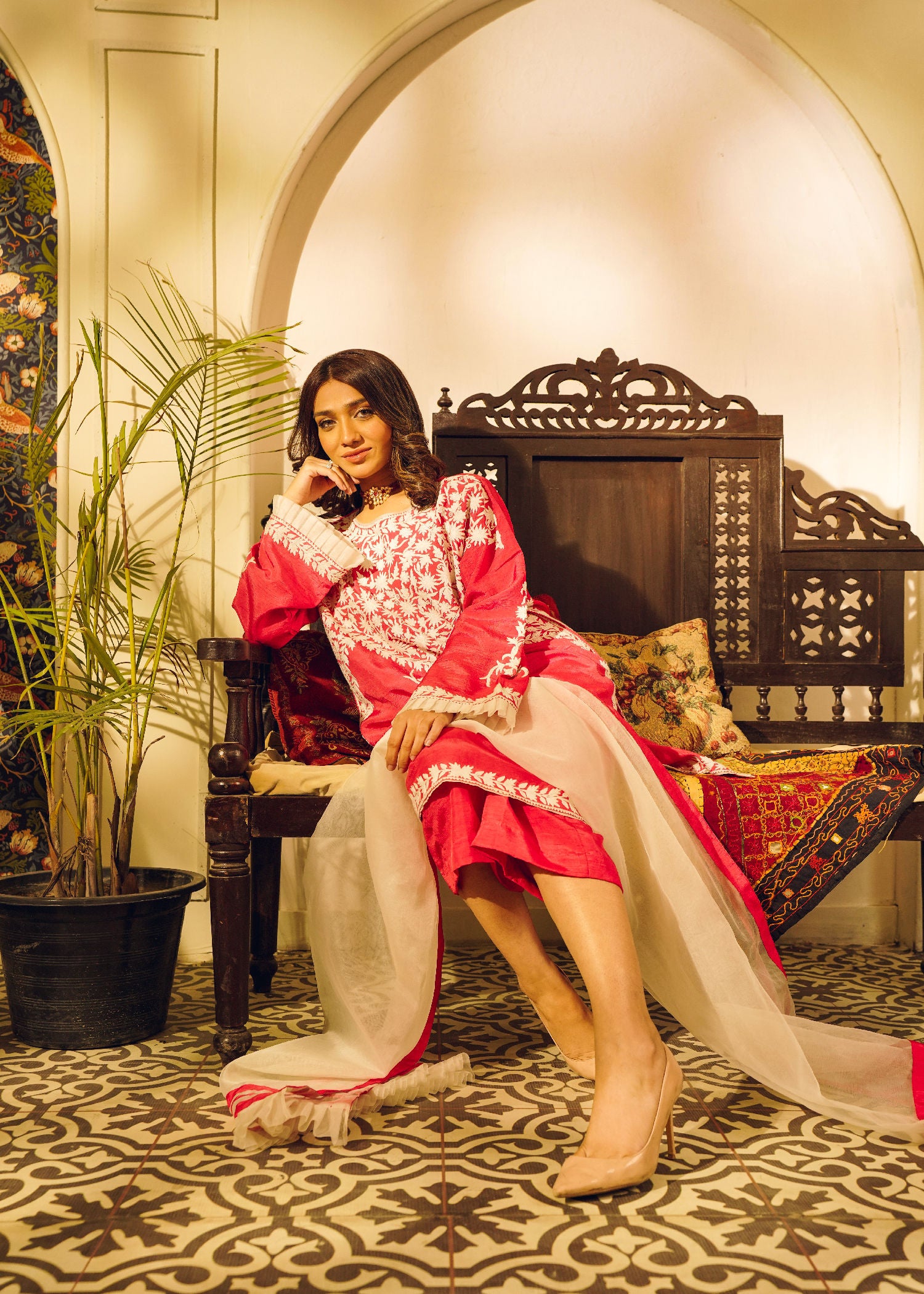 cotton Kurta Set in Pink