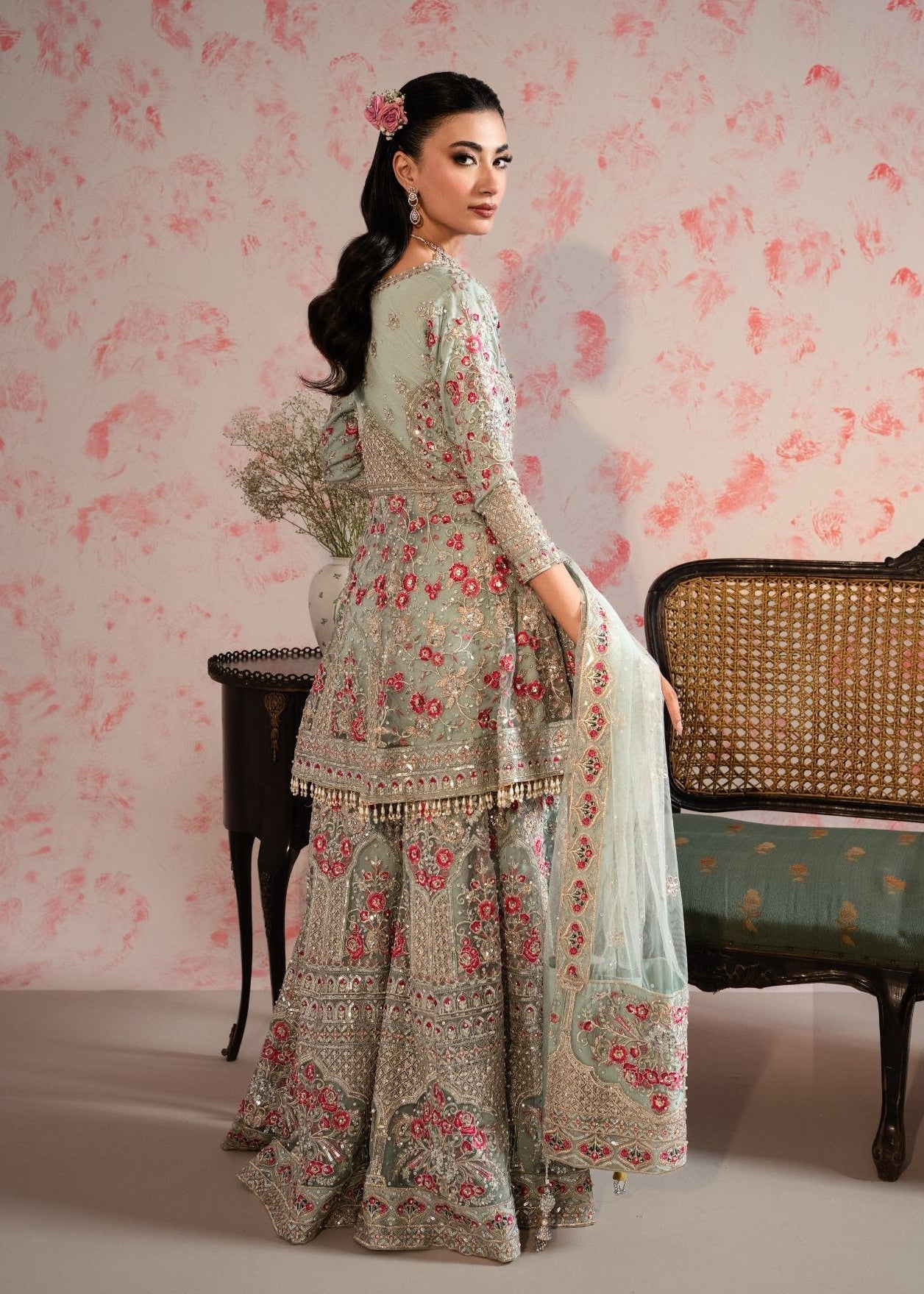 net Sharara in Ice blue