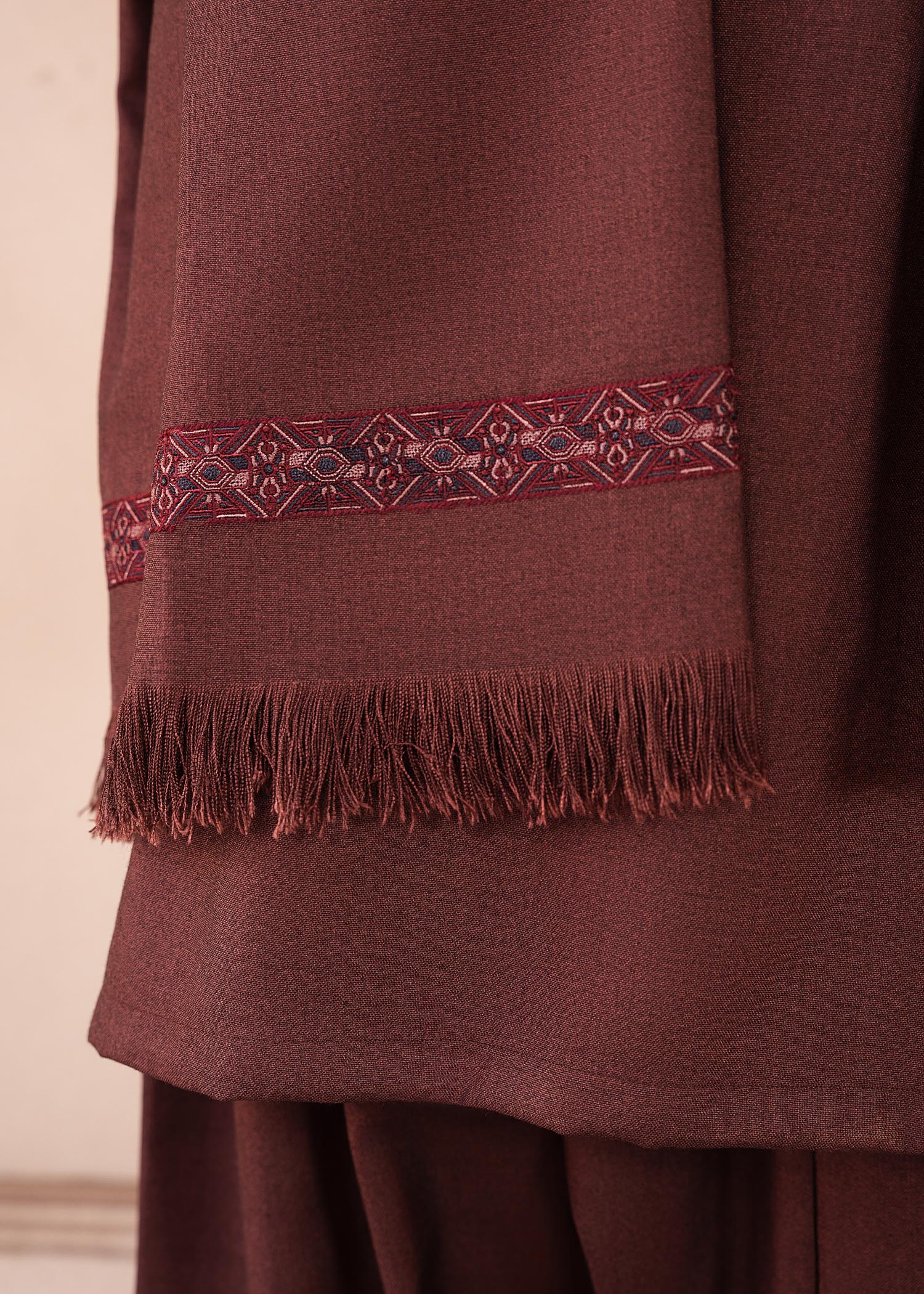 wool Shalwar Kameez in Maroon by Arshad Mens Wear