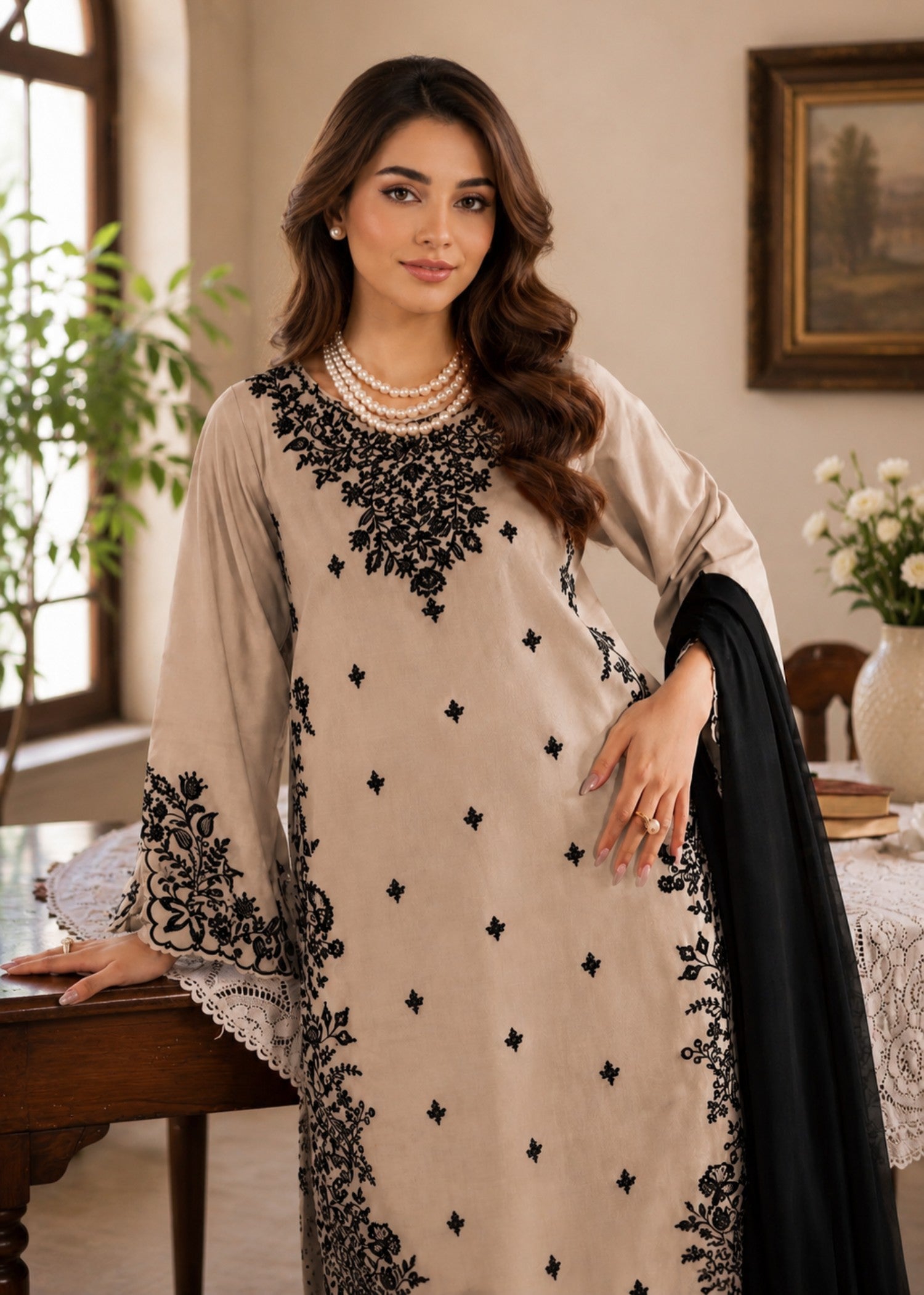 linen Kurta Set in Wheat