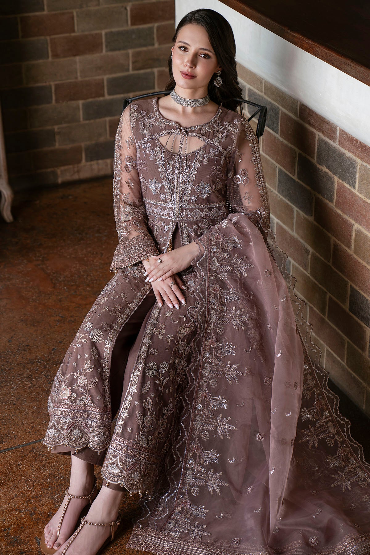 silk cotton net Kurta Set in Peach pink
