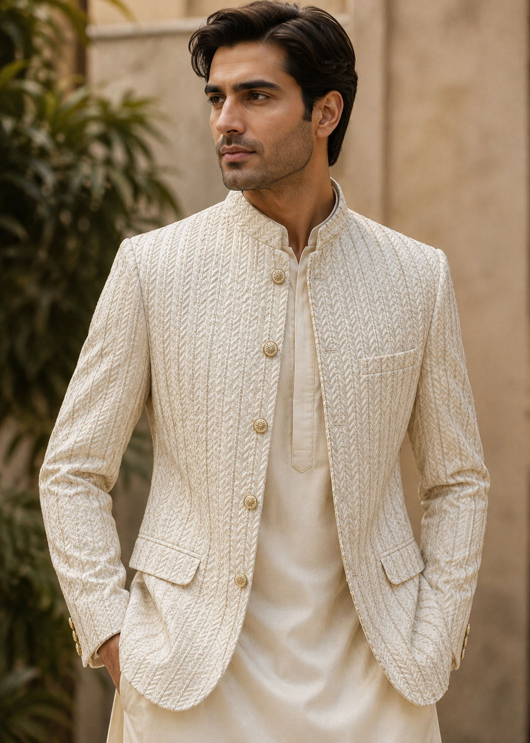 silk Prince Coat in White, ivory