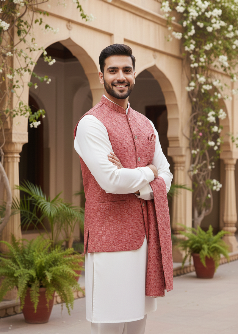silk Waistcoat in Tea rose pink