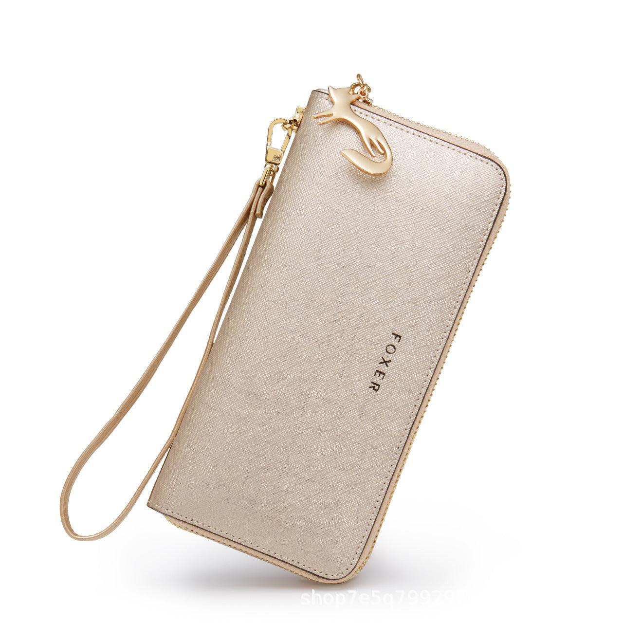Women's long zipper wallet large capacity cowhide clutch