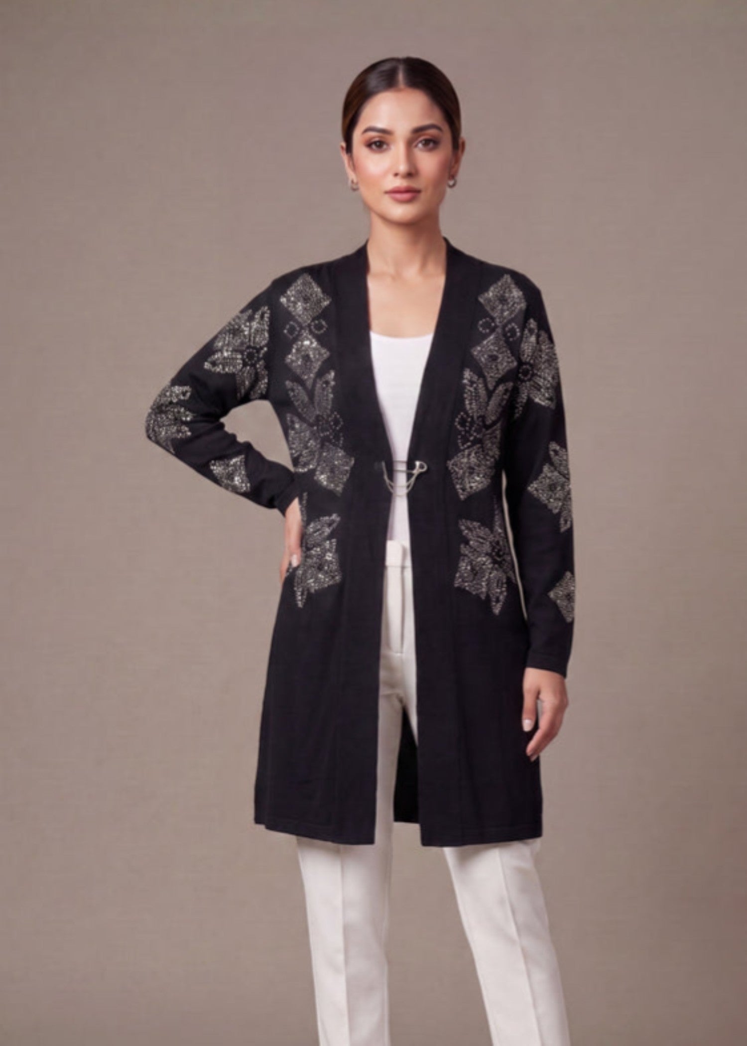 wool Cardigan in Black