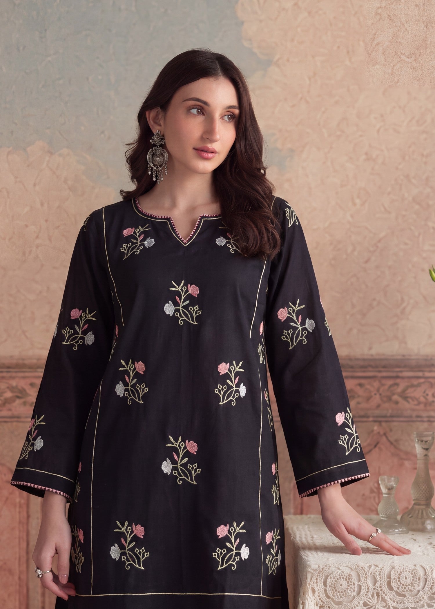 lawn Sharara in Black