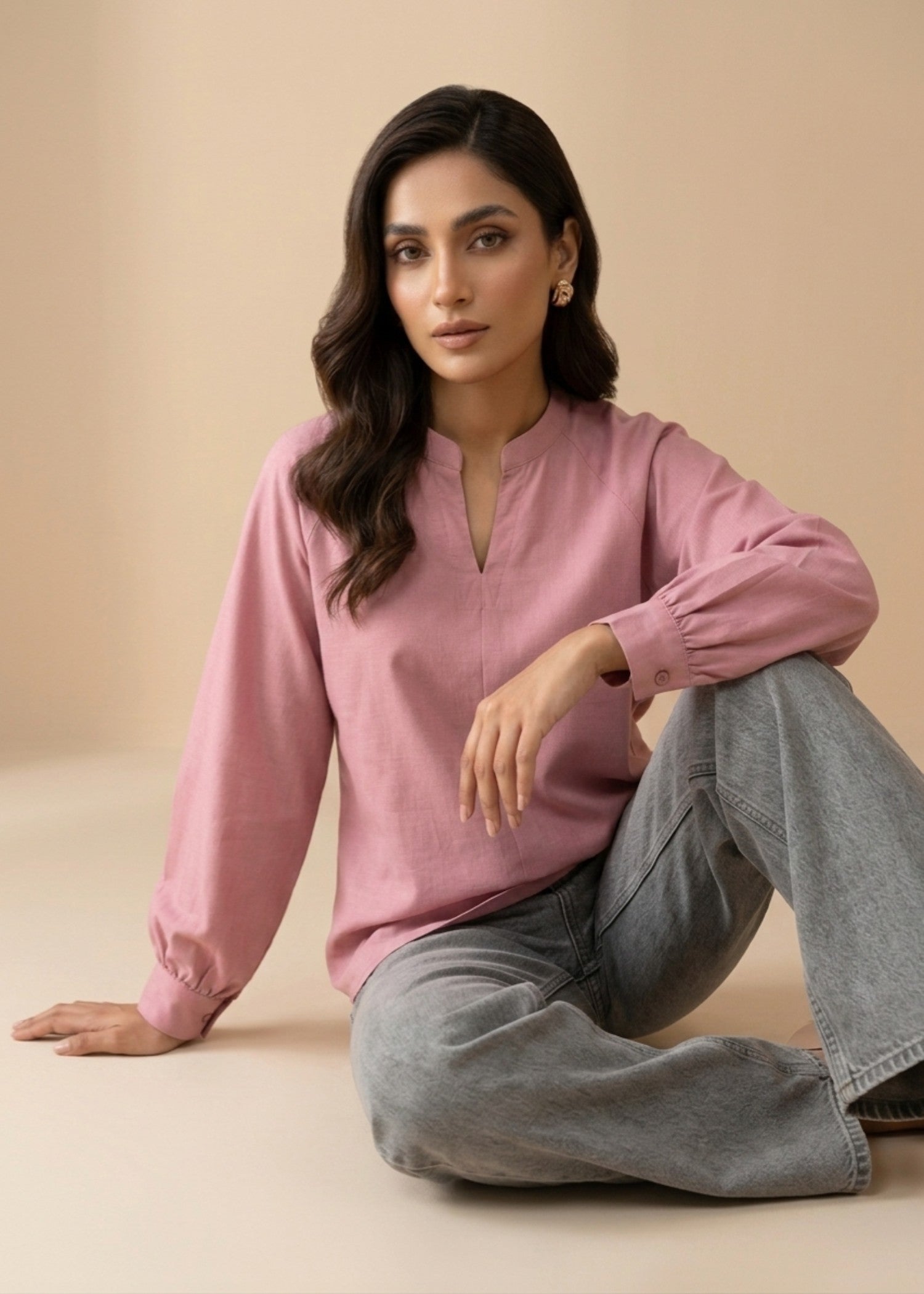 blended satin Tunic in Pink