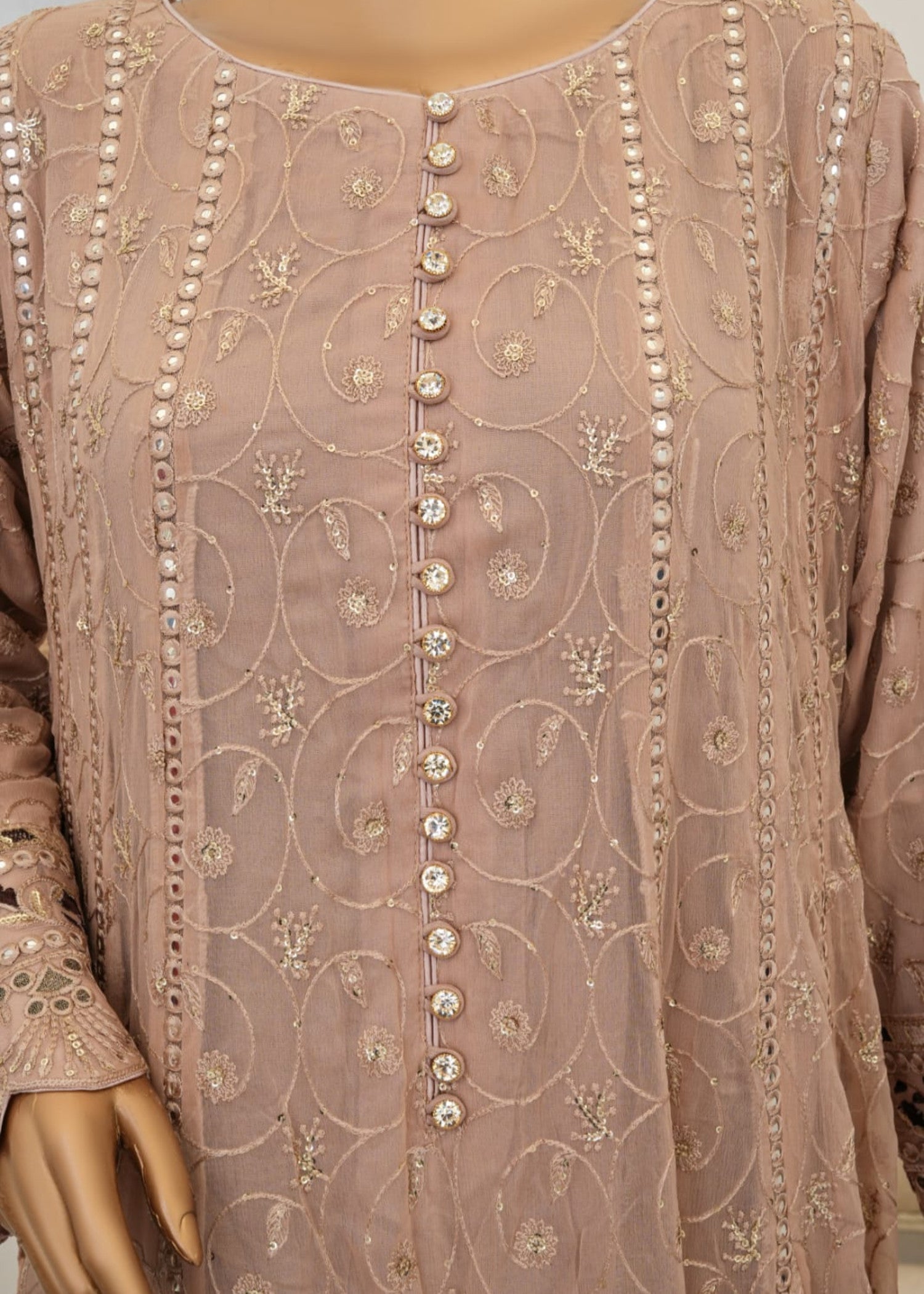 chiffon Pishwas in Tan brown