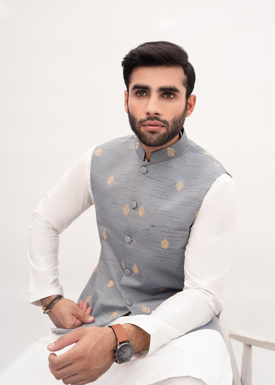 raw silk Waistcoat in Grey