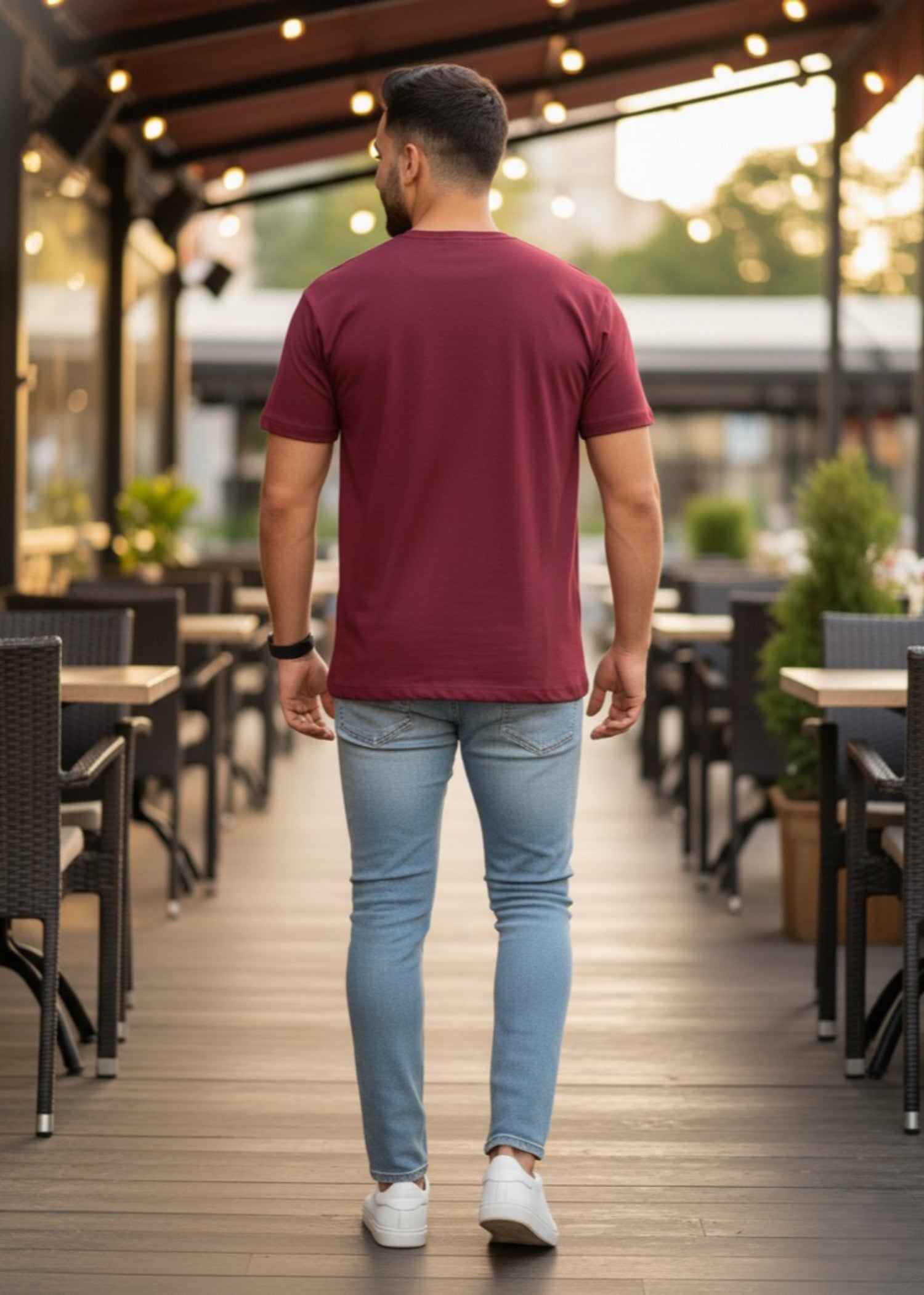 polycotton T Shirt in Maroon