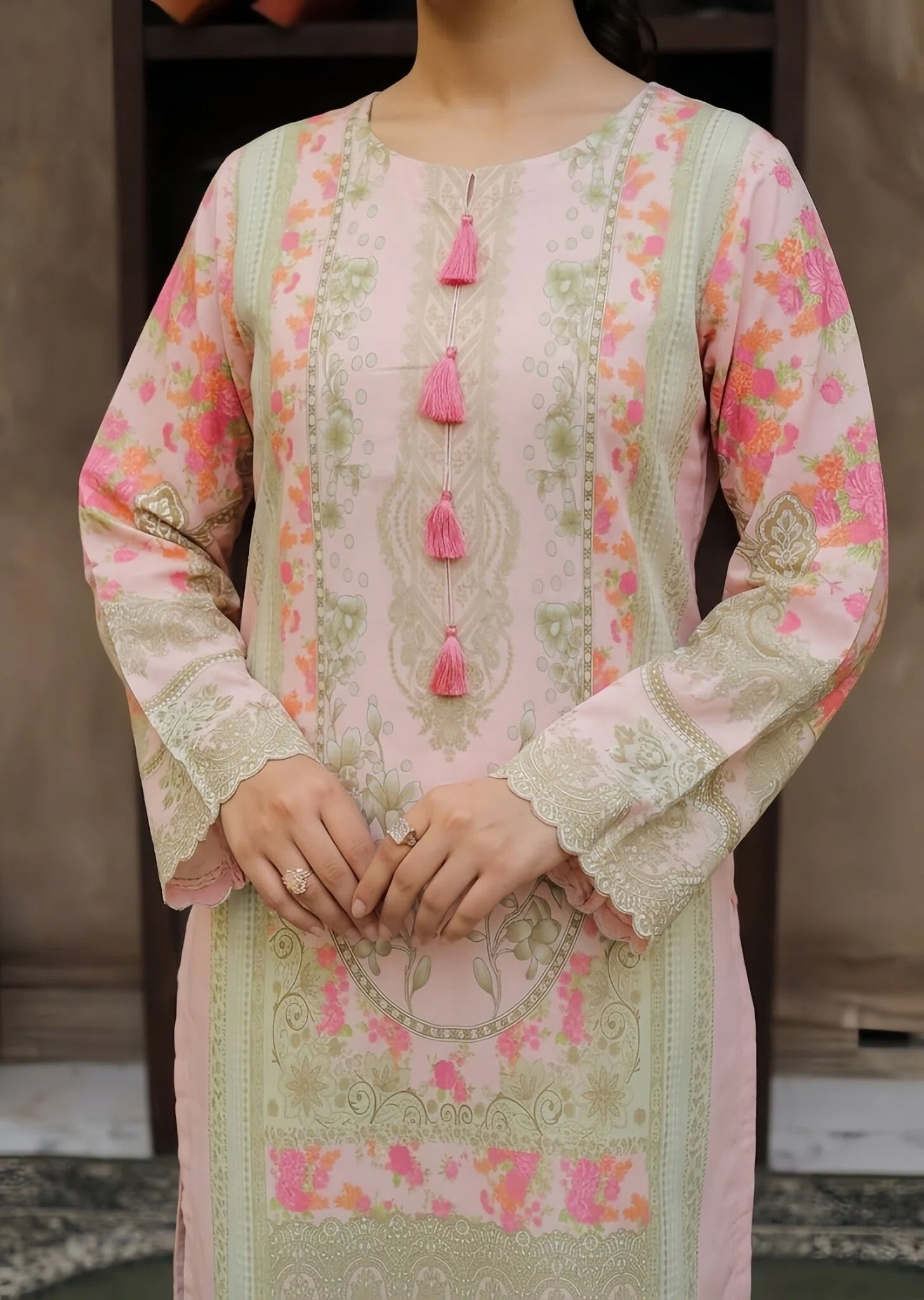 poly silk Kurta Set in Baby pink
