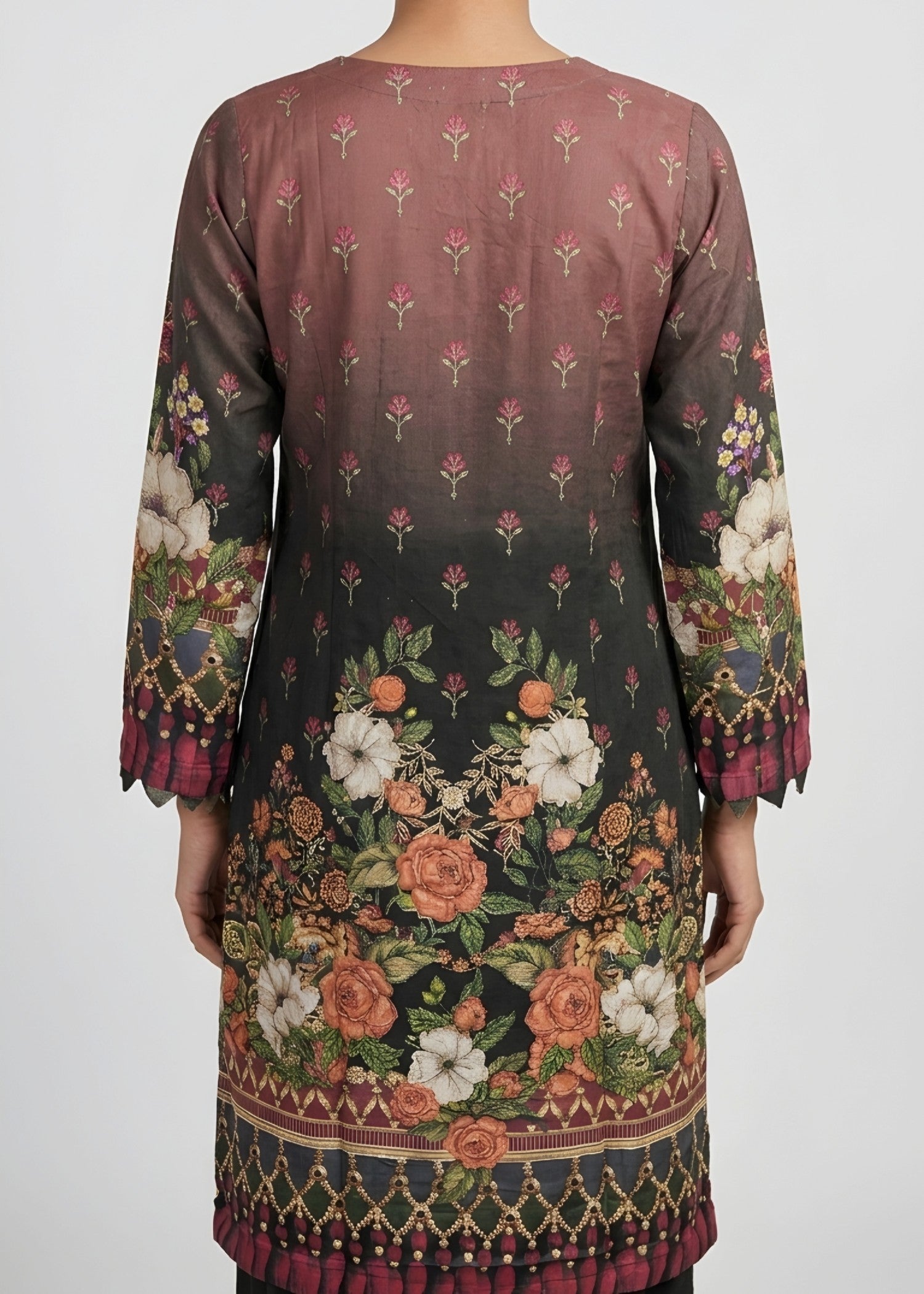 linen Kurta Set in Coffee brown, hunter green