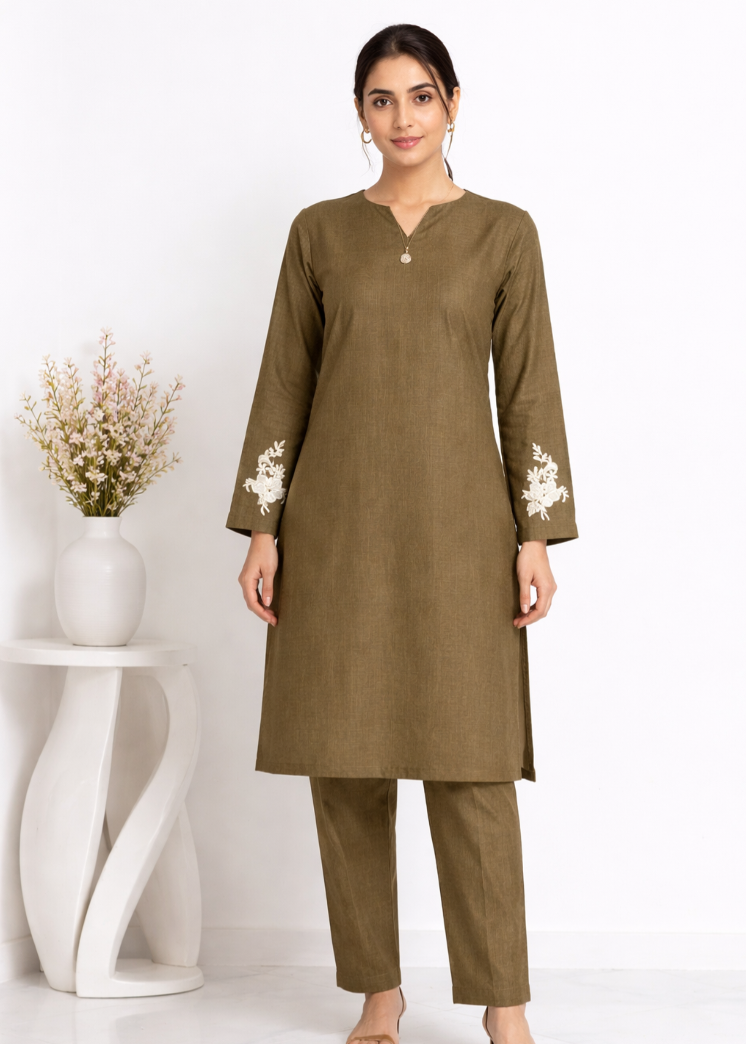 wash & wear Kurta Set in Peanut