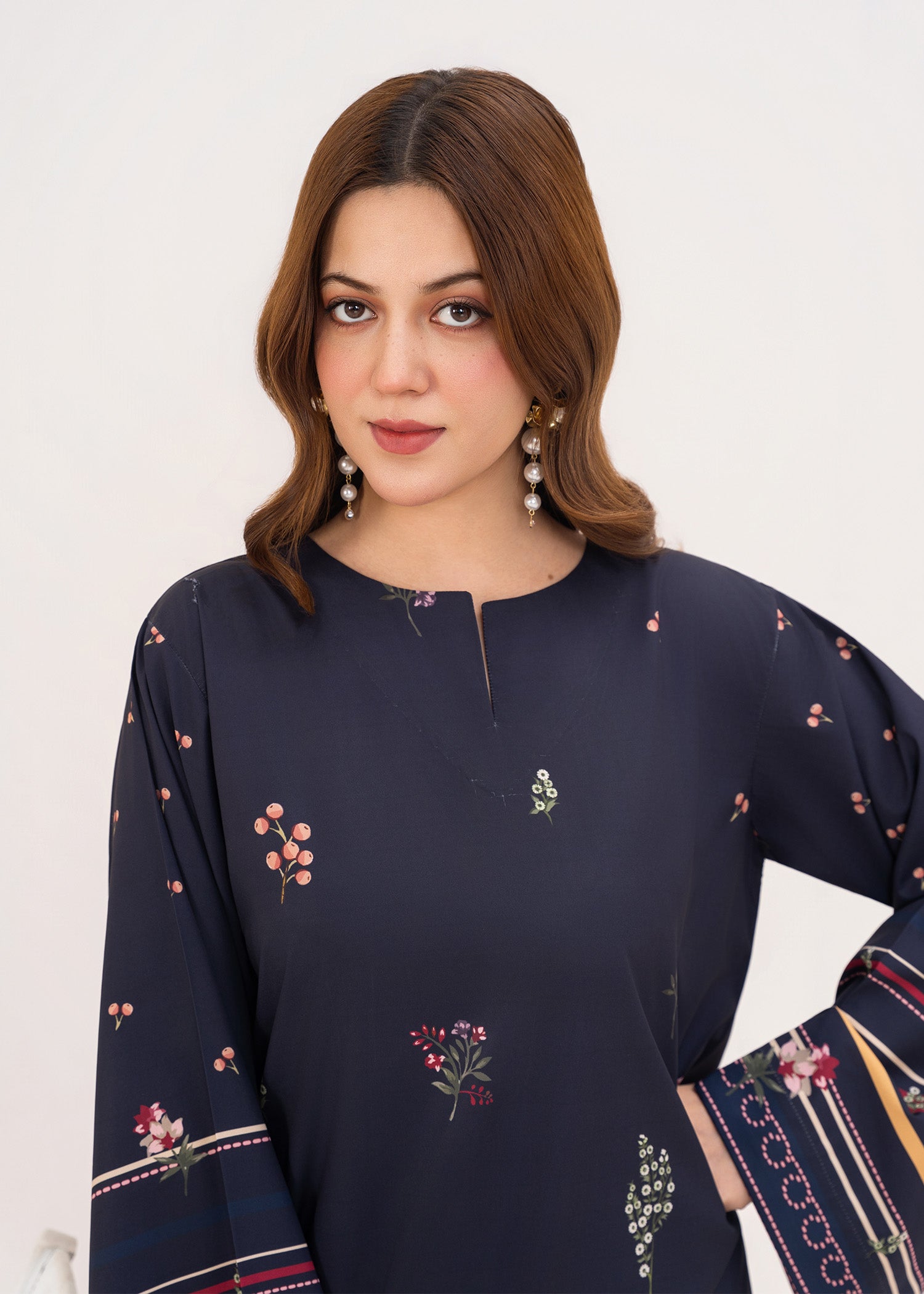 poly lawn Co Ord Sets in Navy blue