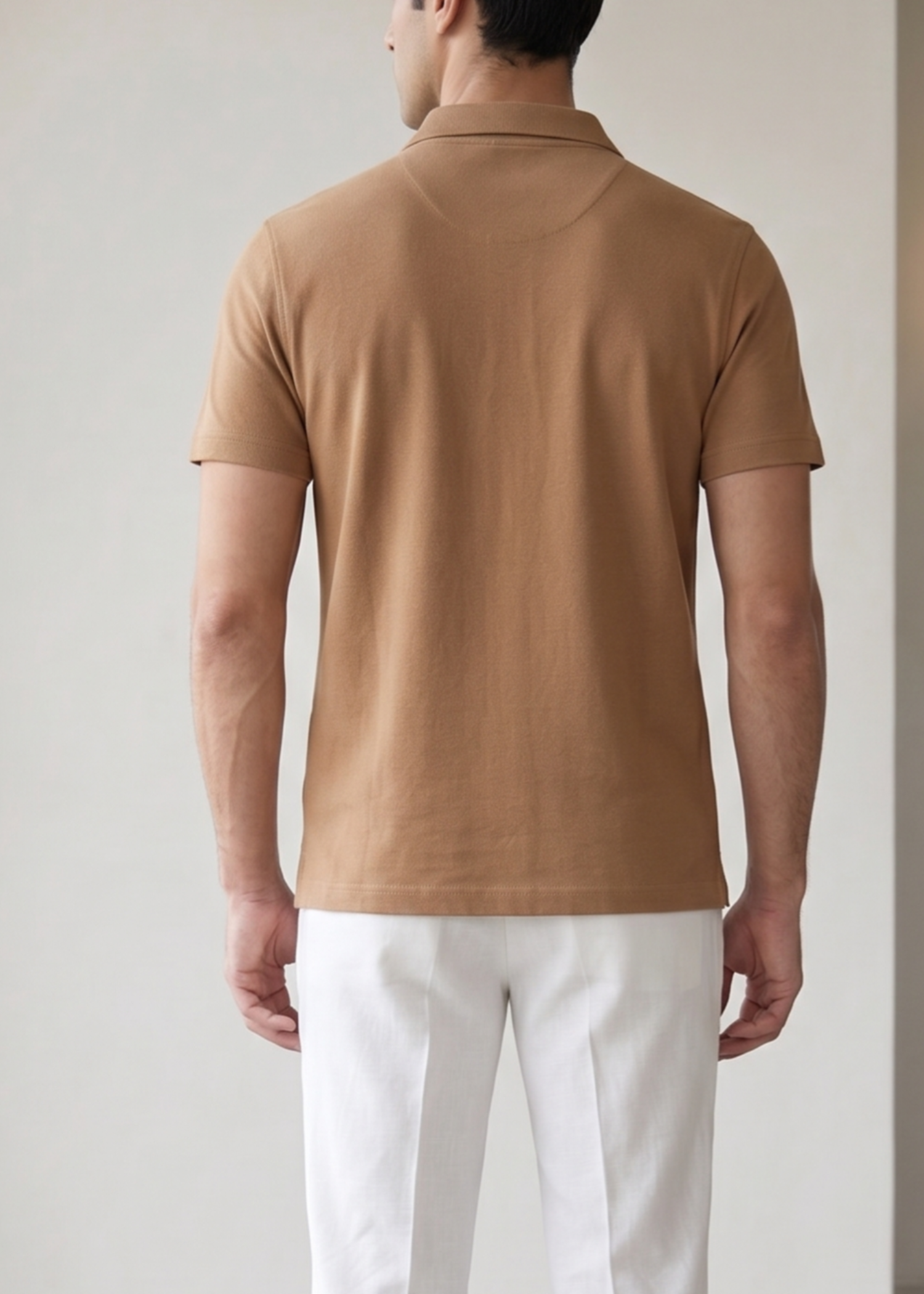 cotton pique Polo Shirt in Camel brown