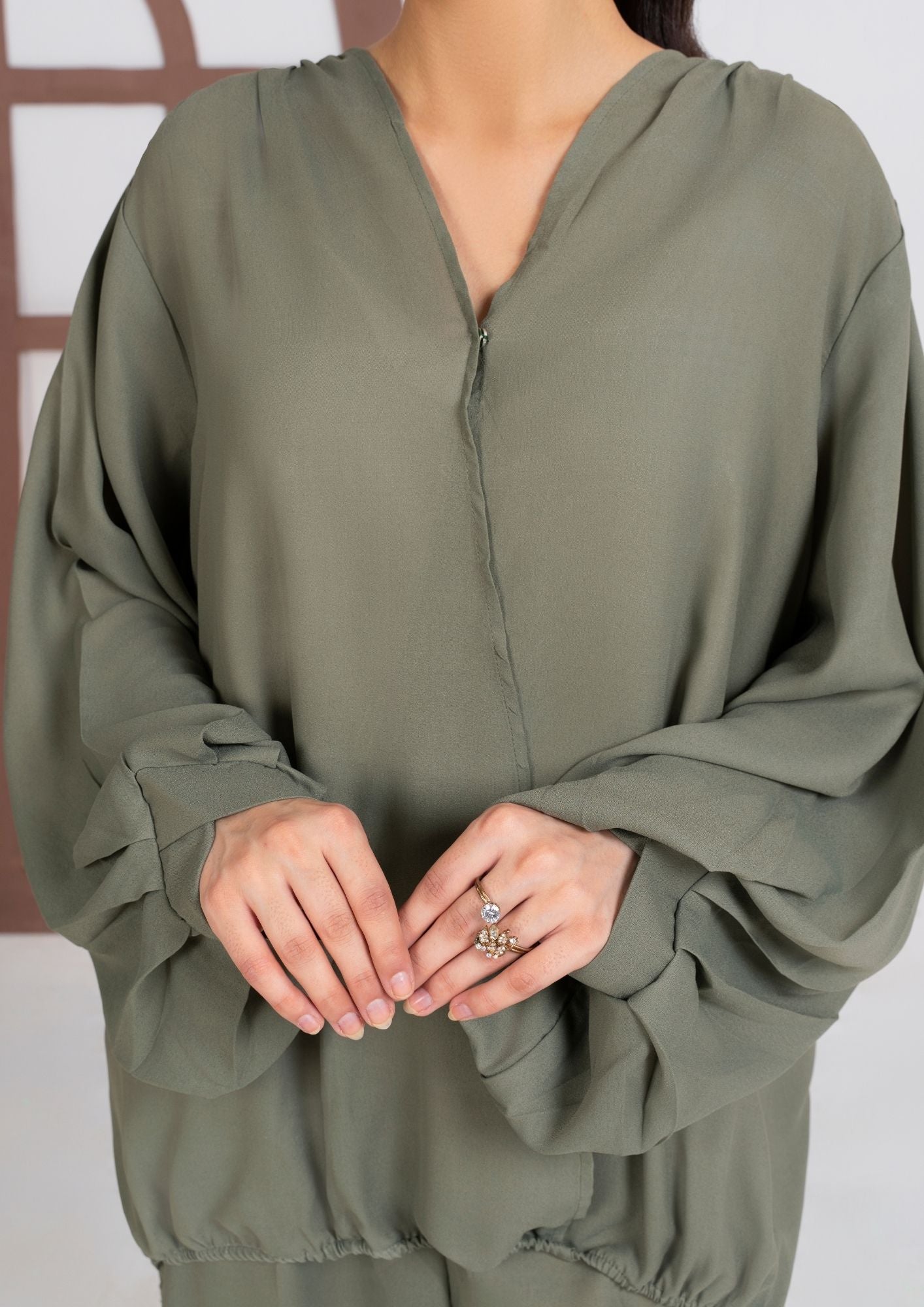georgette Co Ord Sets in Olive green
