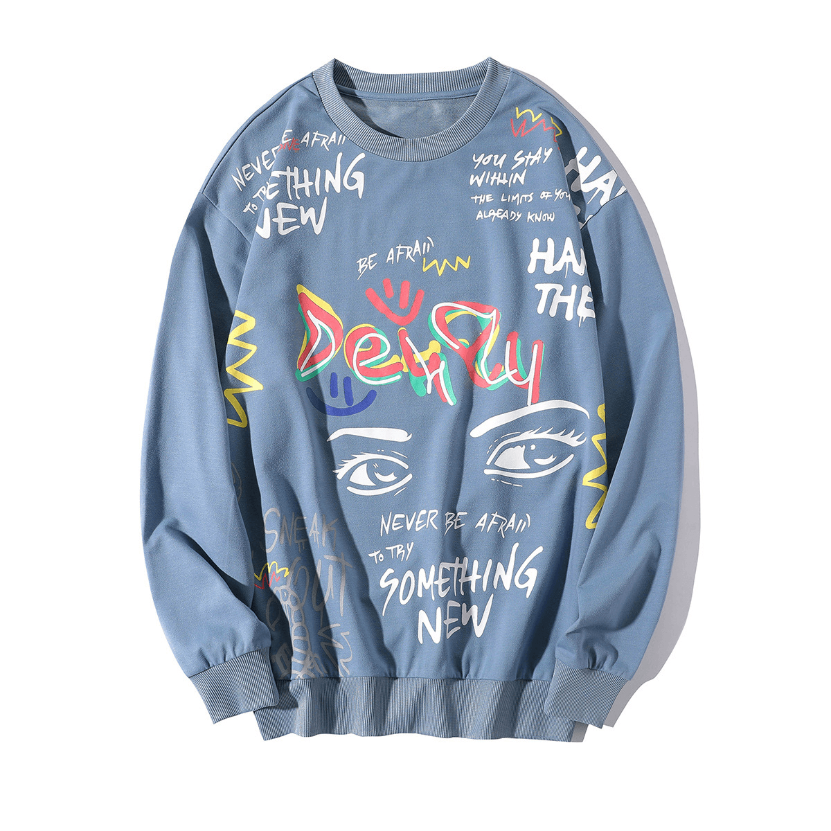 Printed Men'S Loose round Neck Long-Sleeved Sweater