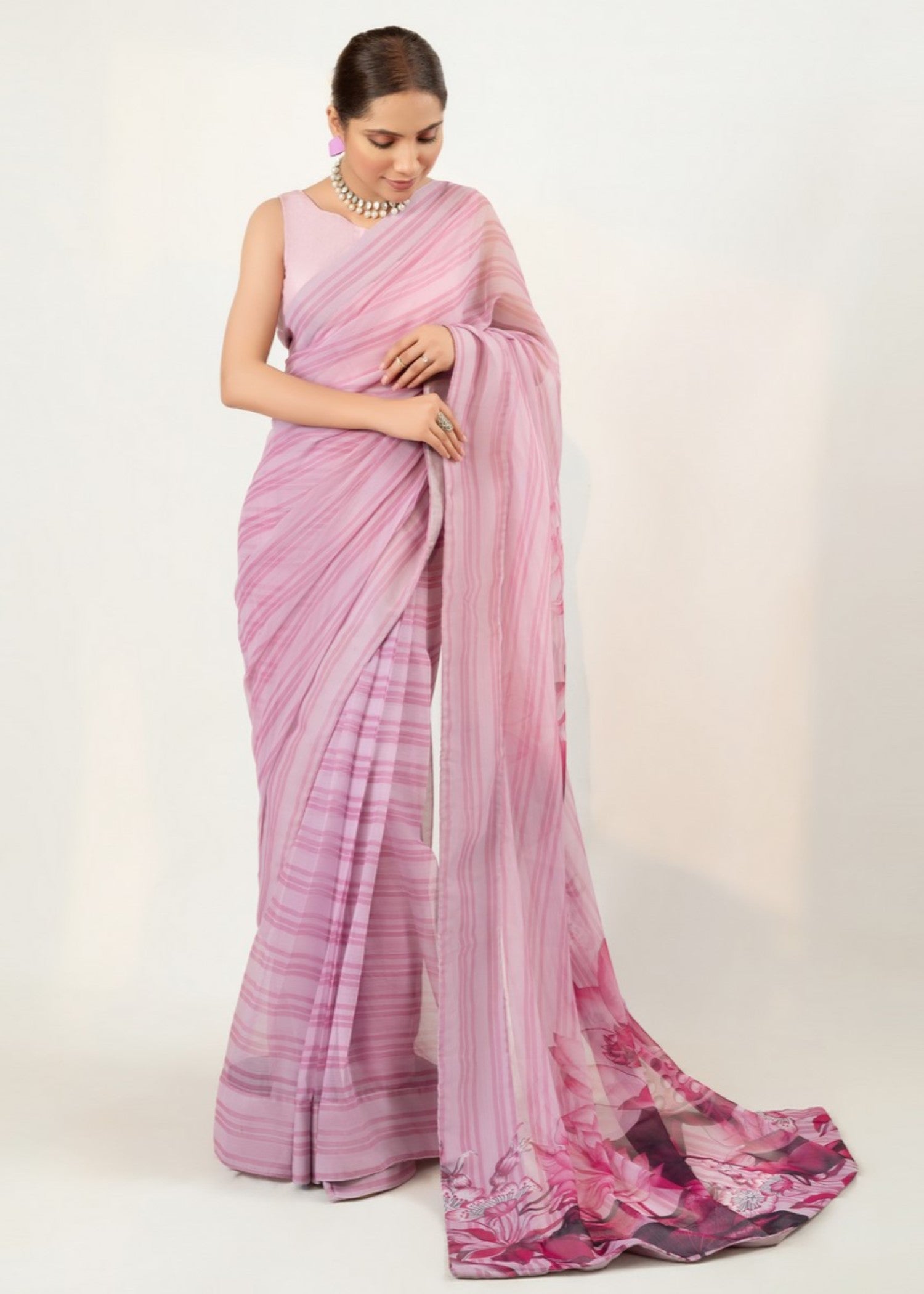 raw silk Saree in Lilac