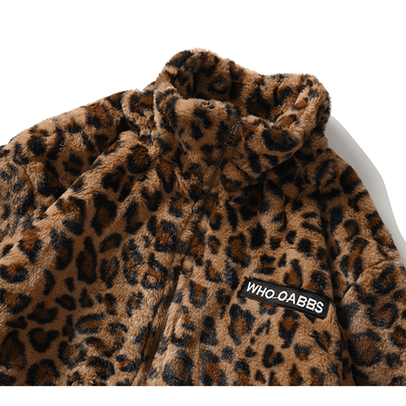 Leopard Print Long Sleeve Jacket Fashion Brand Loose Hip Hop Top