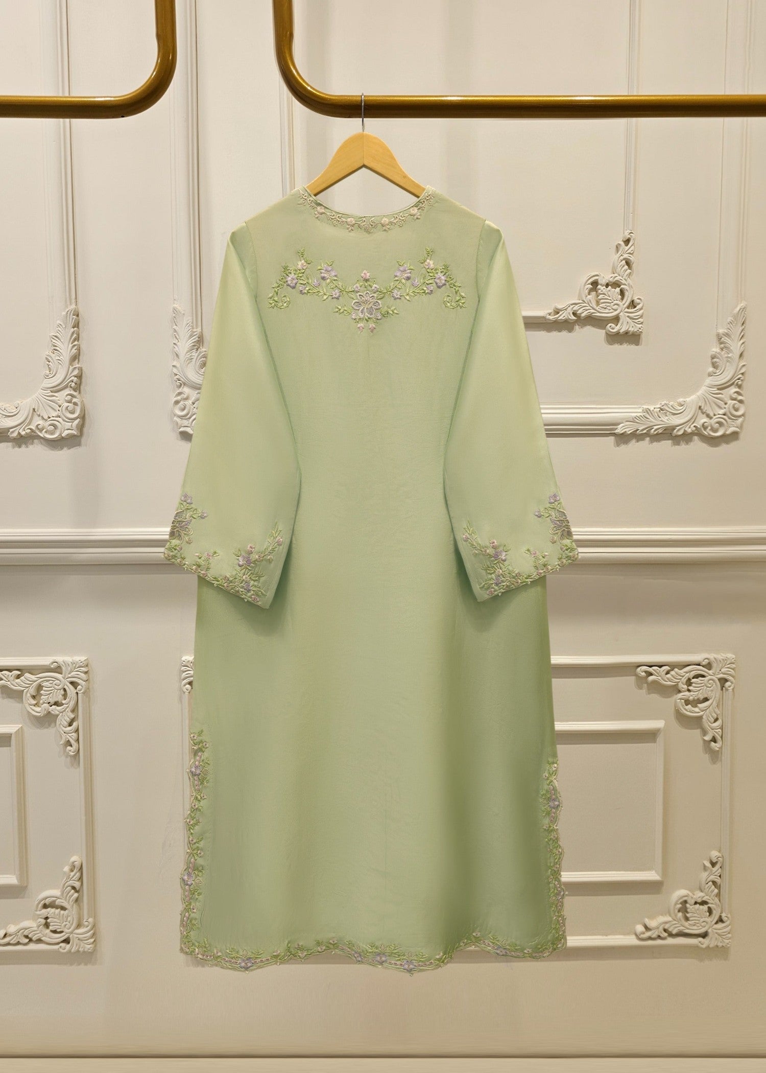 silk Kurti in Pistachio green