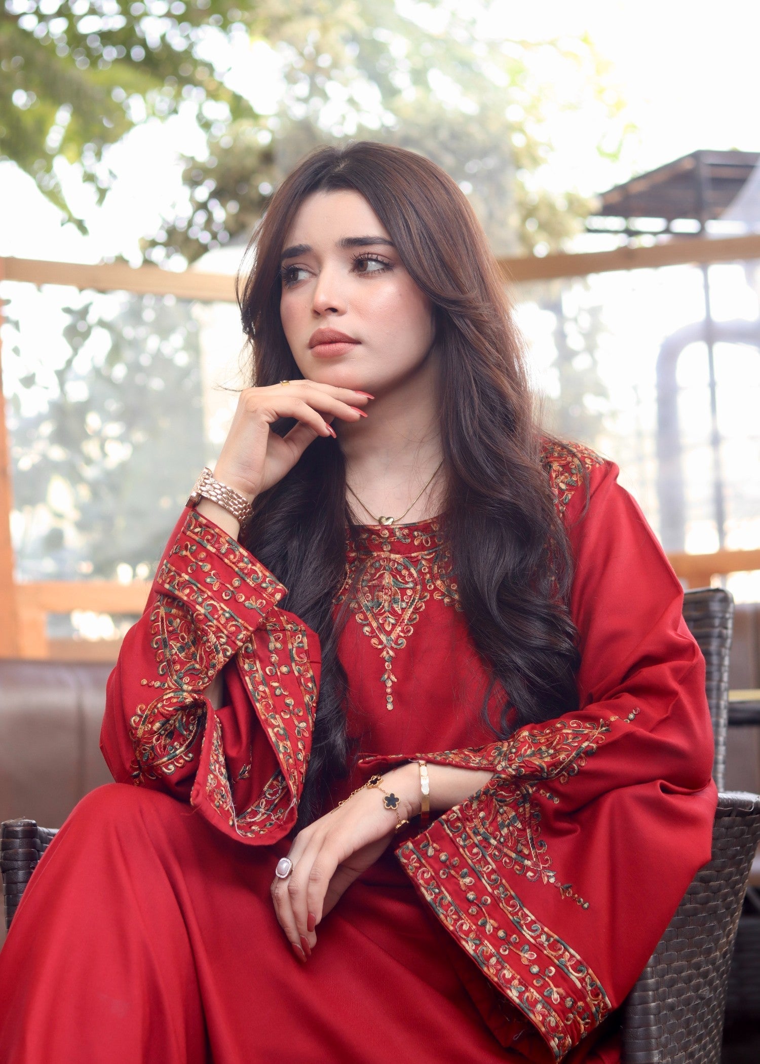 dhanak linen Maxi in Amaranth