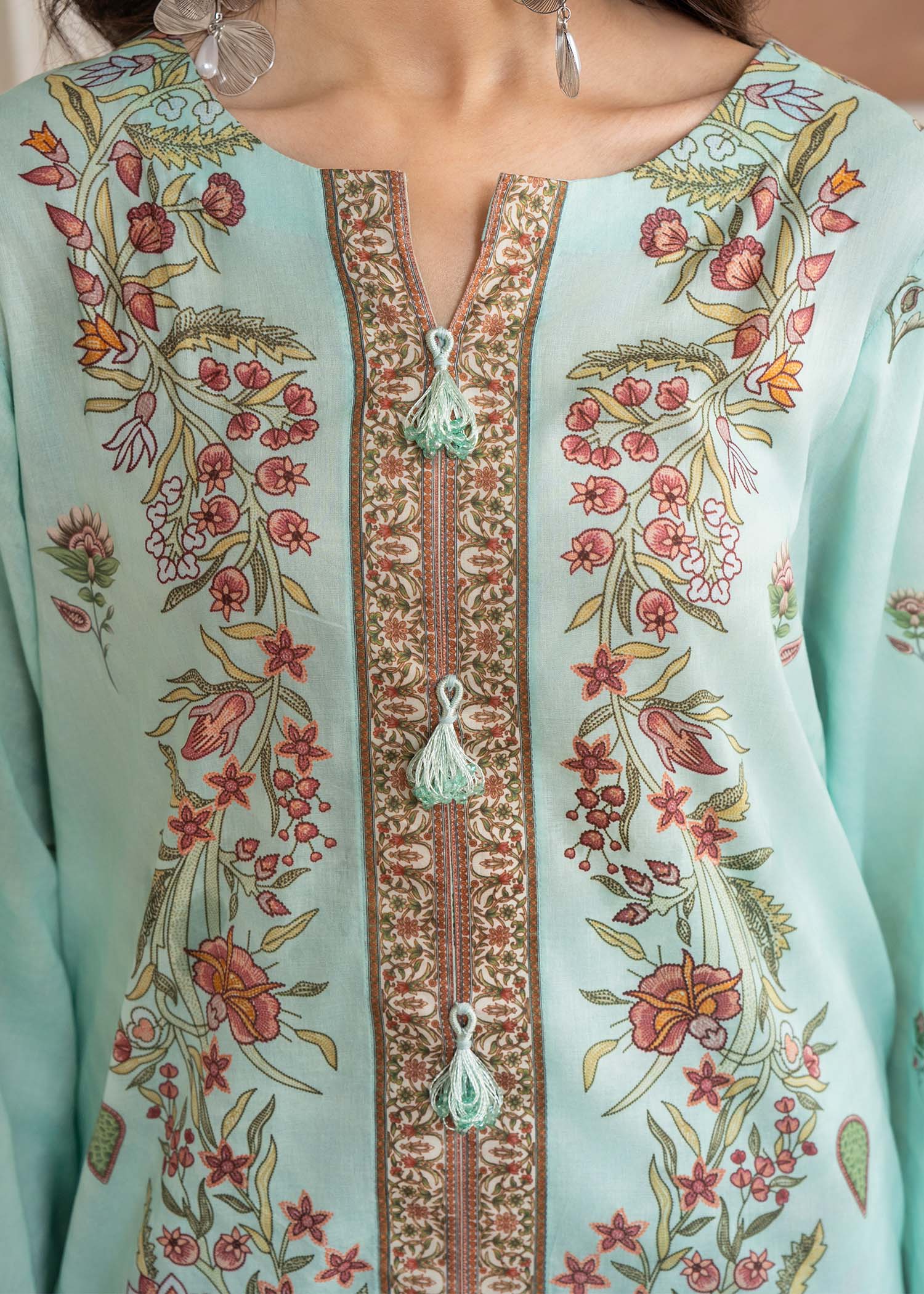 silk finish lawn Co Ord Sets in Sky blue