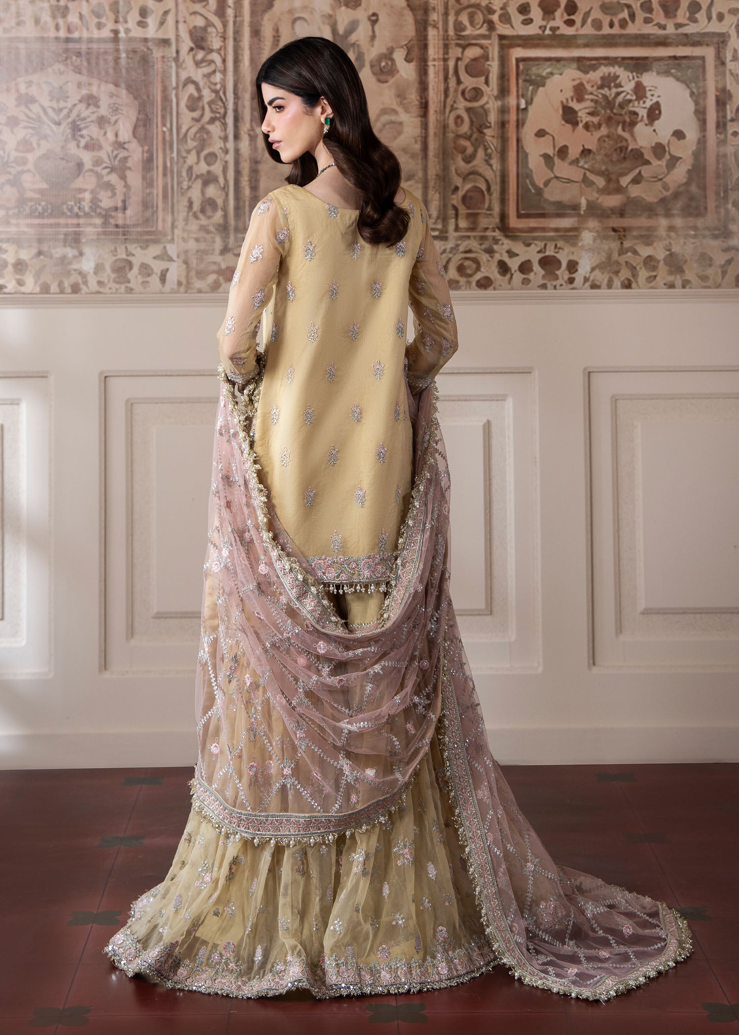 organza Gharara in Butter