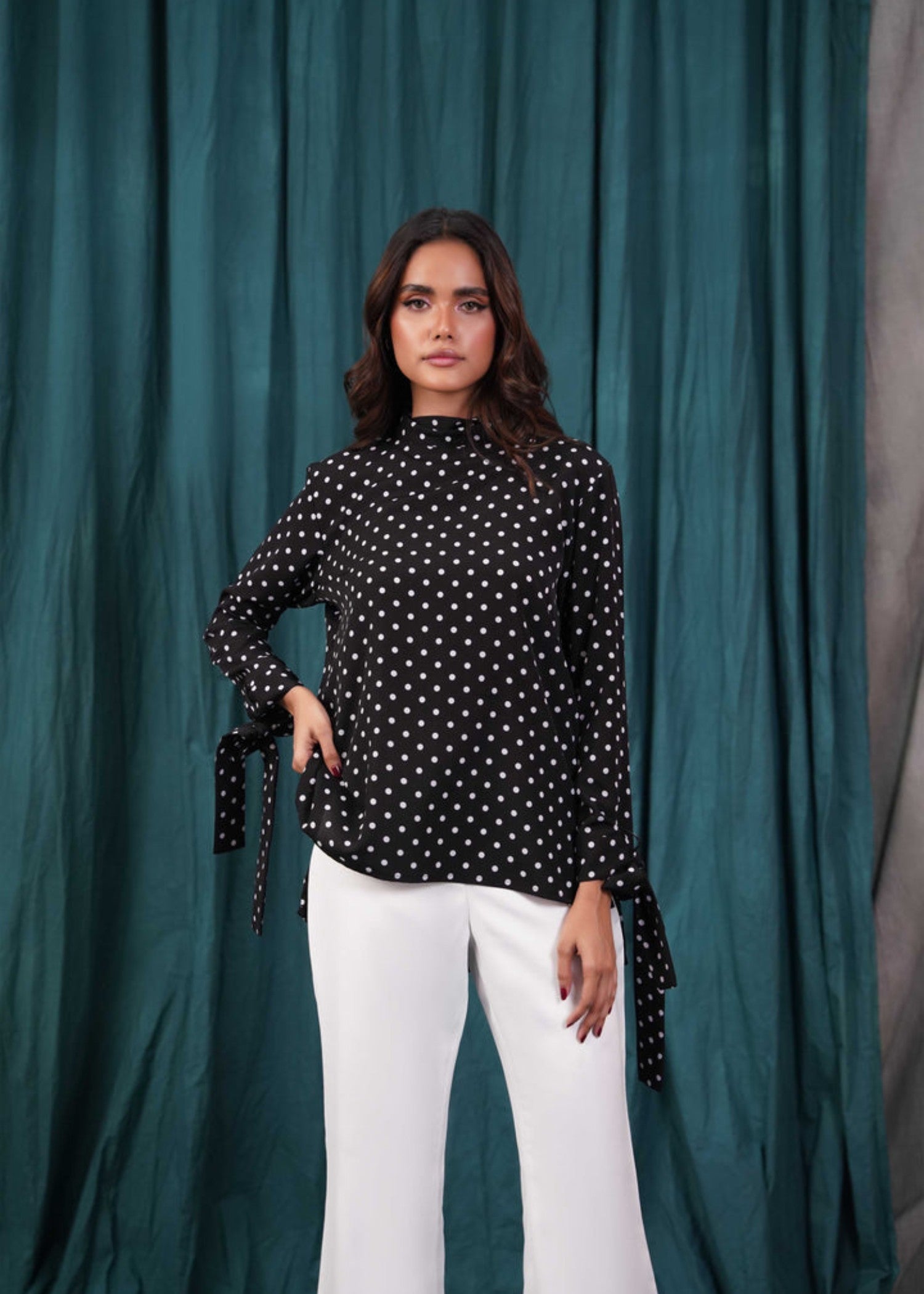 polycotton Top in Black, white