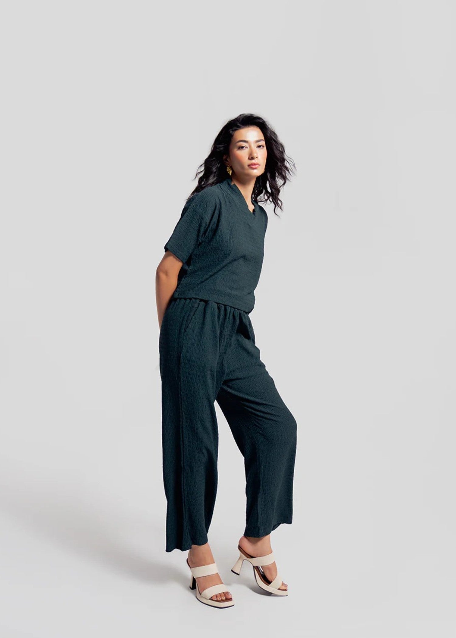 seersucker Top in Sea green