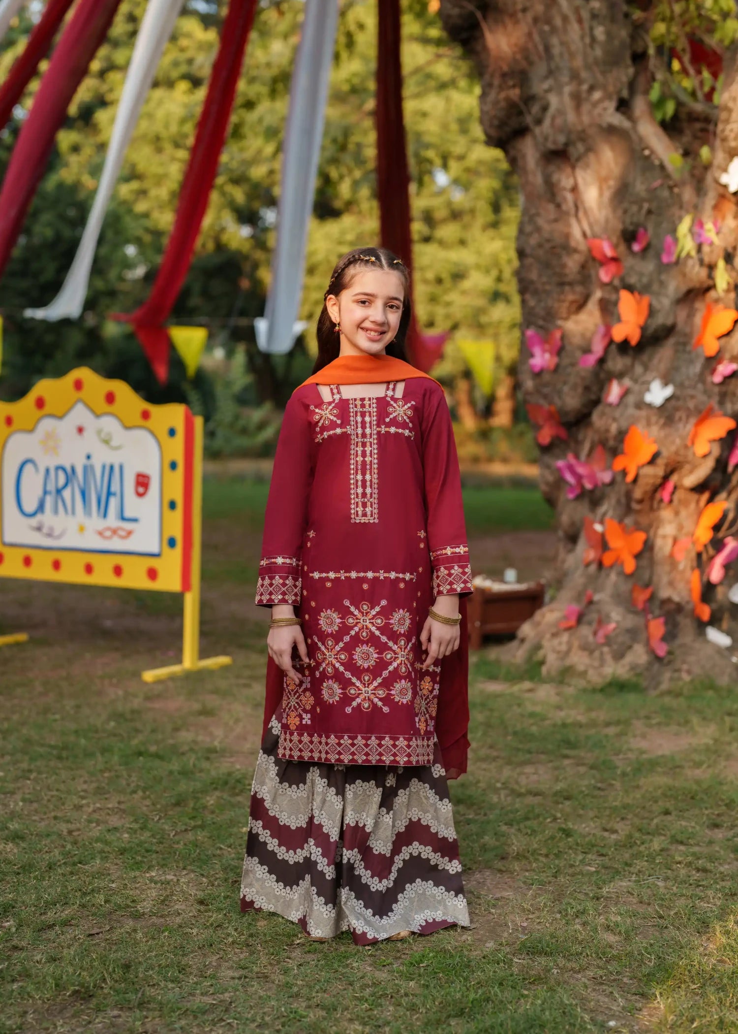 cotton Gharara in Maroon