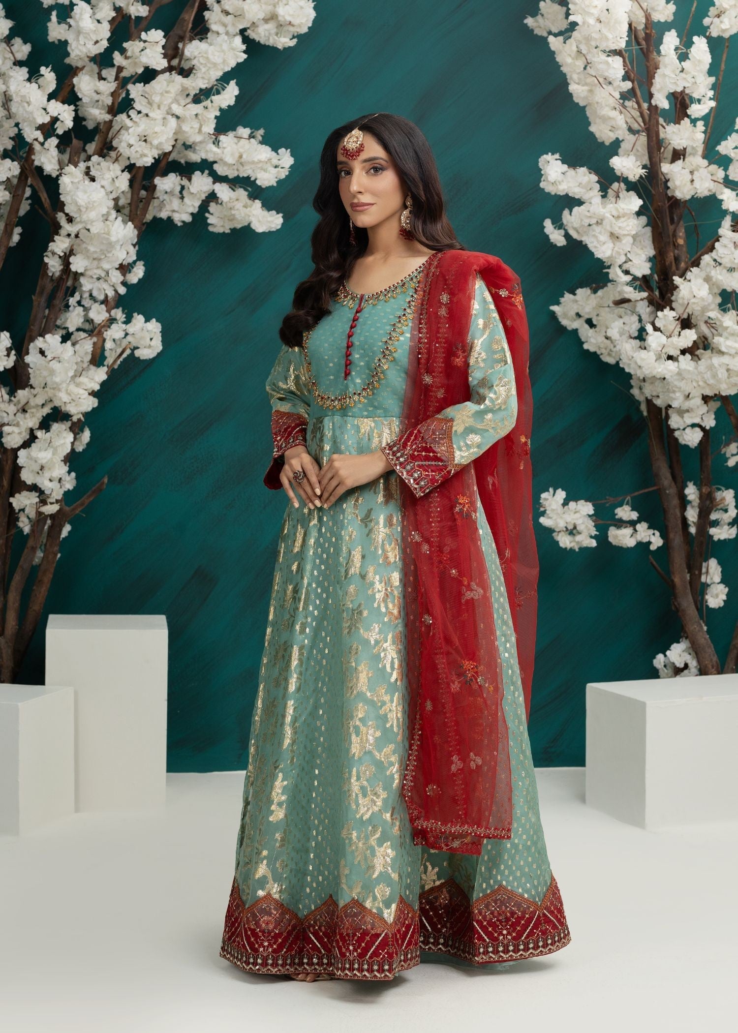 tissue Pishwas in Mint green