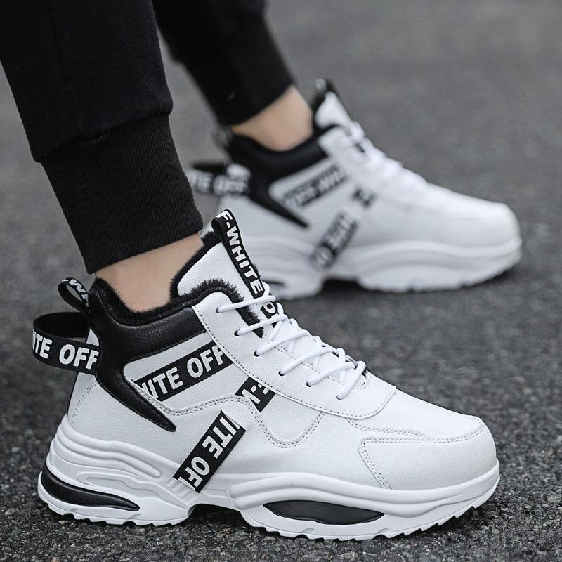 Warm high-top shoes with fleece