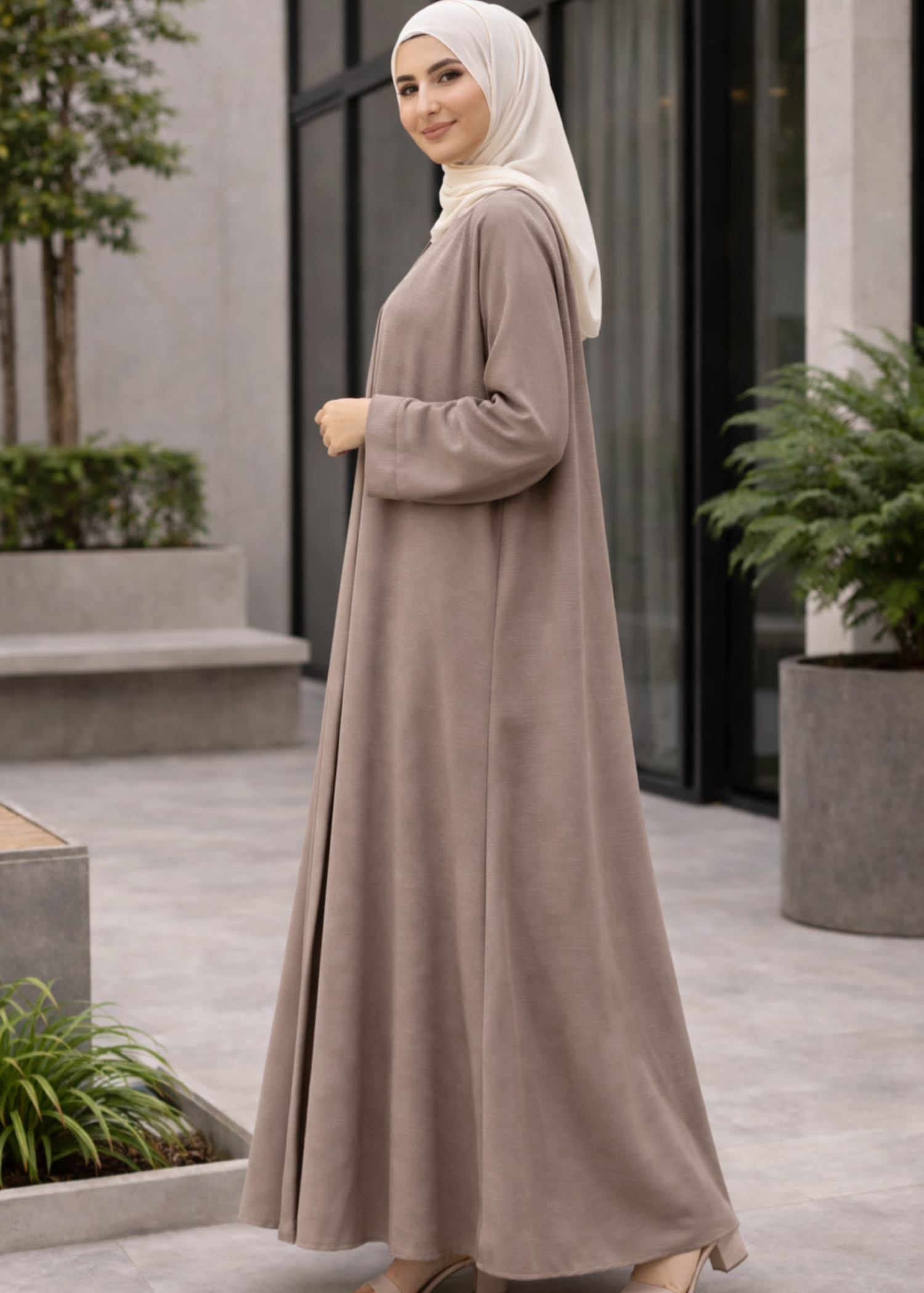 nidha Abaya in Peanut