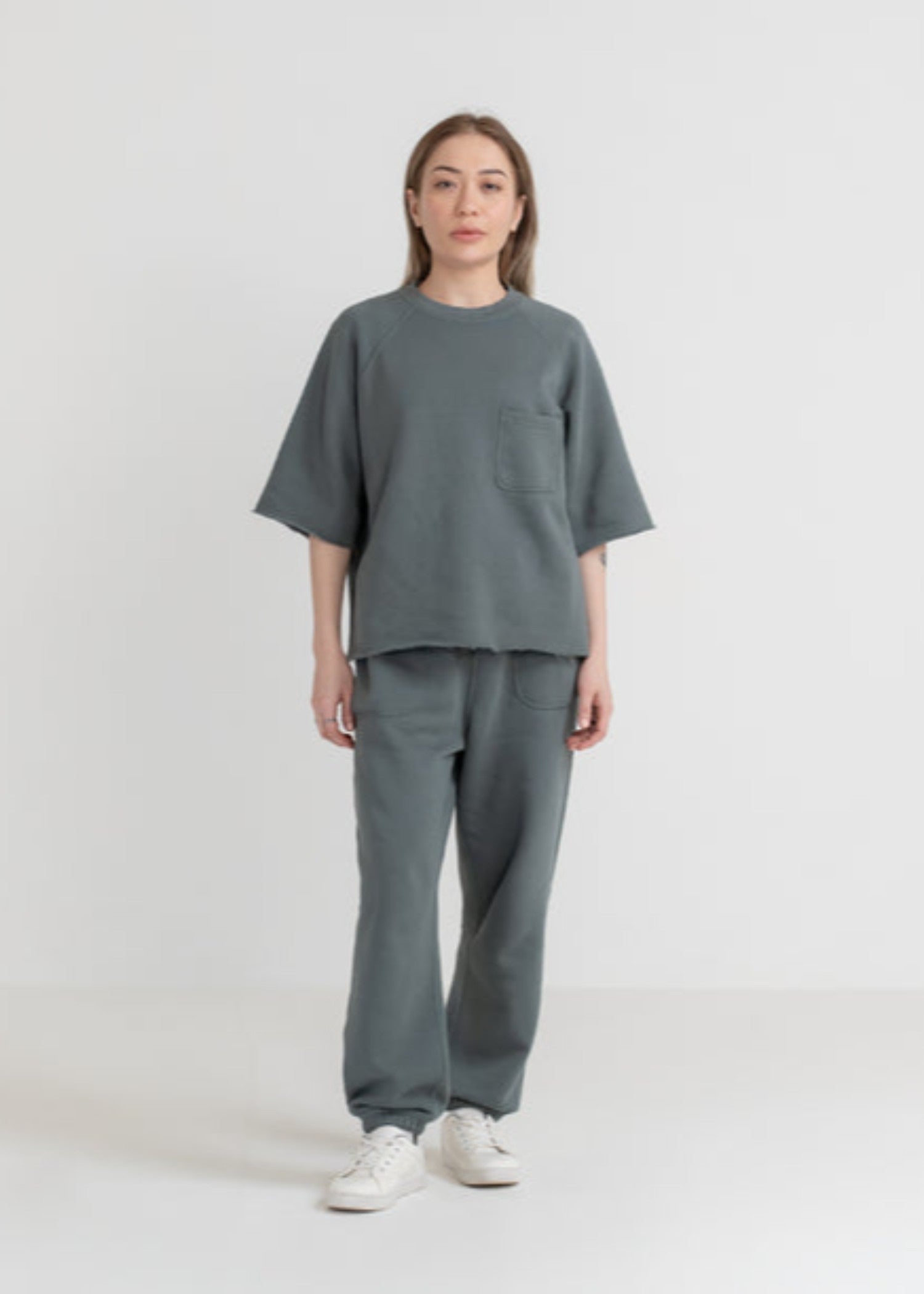 fleece T Shirt in Grey