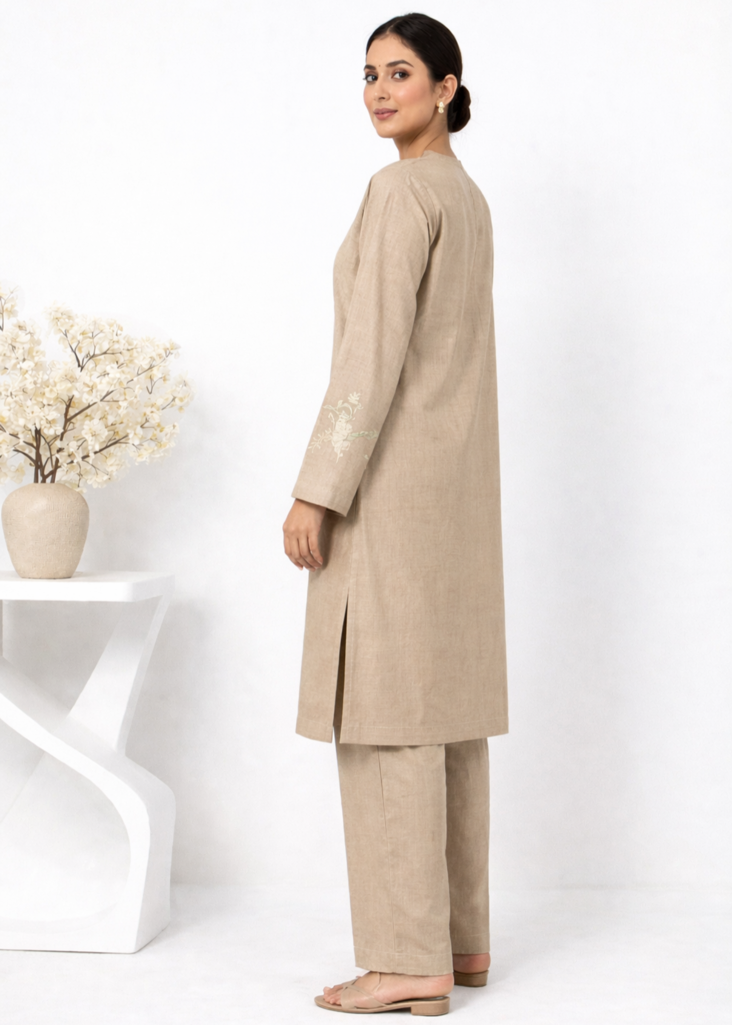 wash & wear Kurta Set in Tan brown