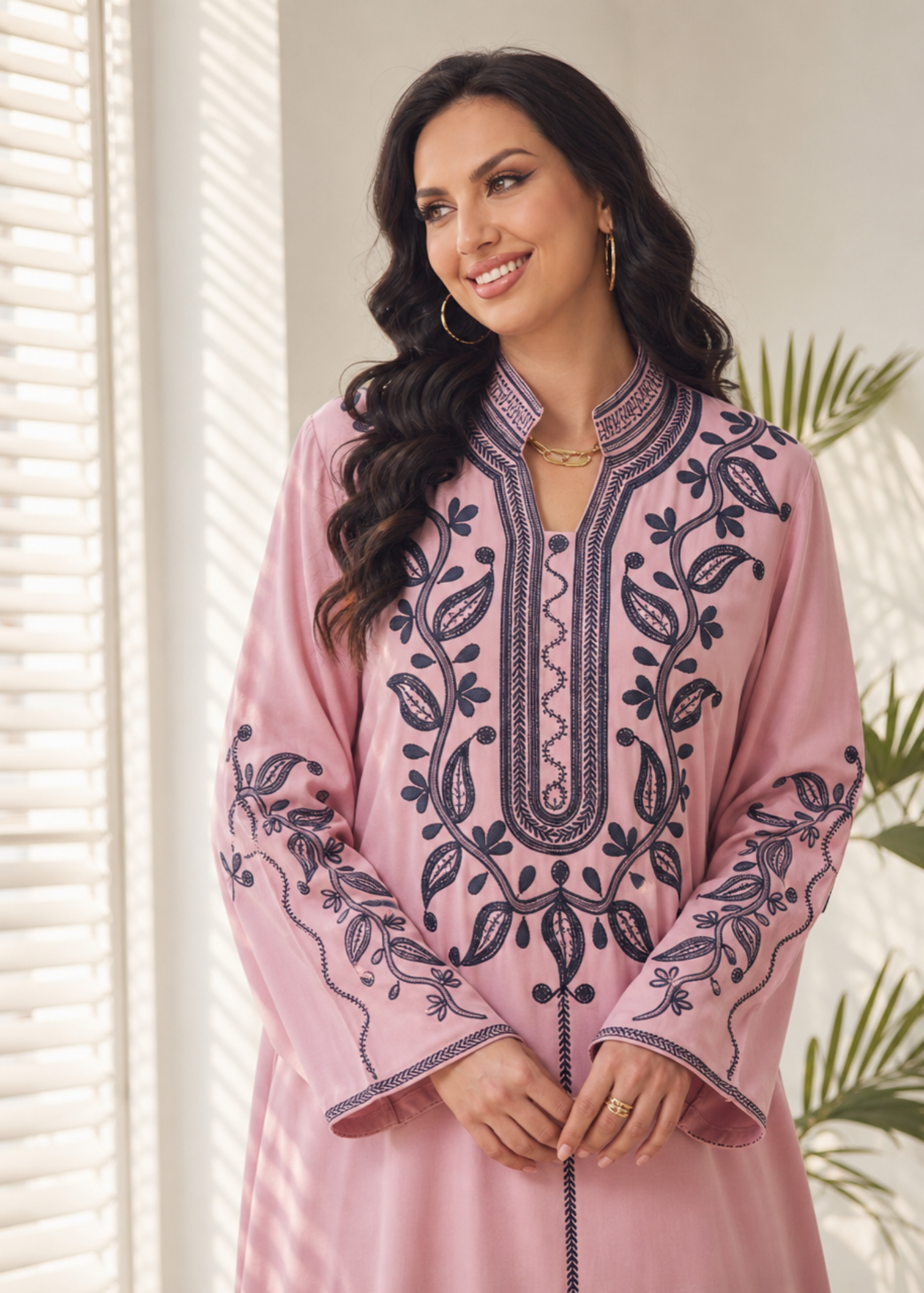 linen Pishwas in Lavender pink
