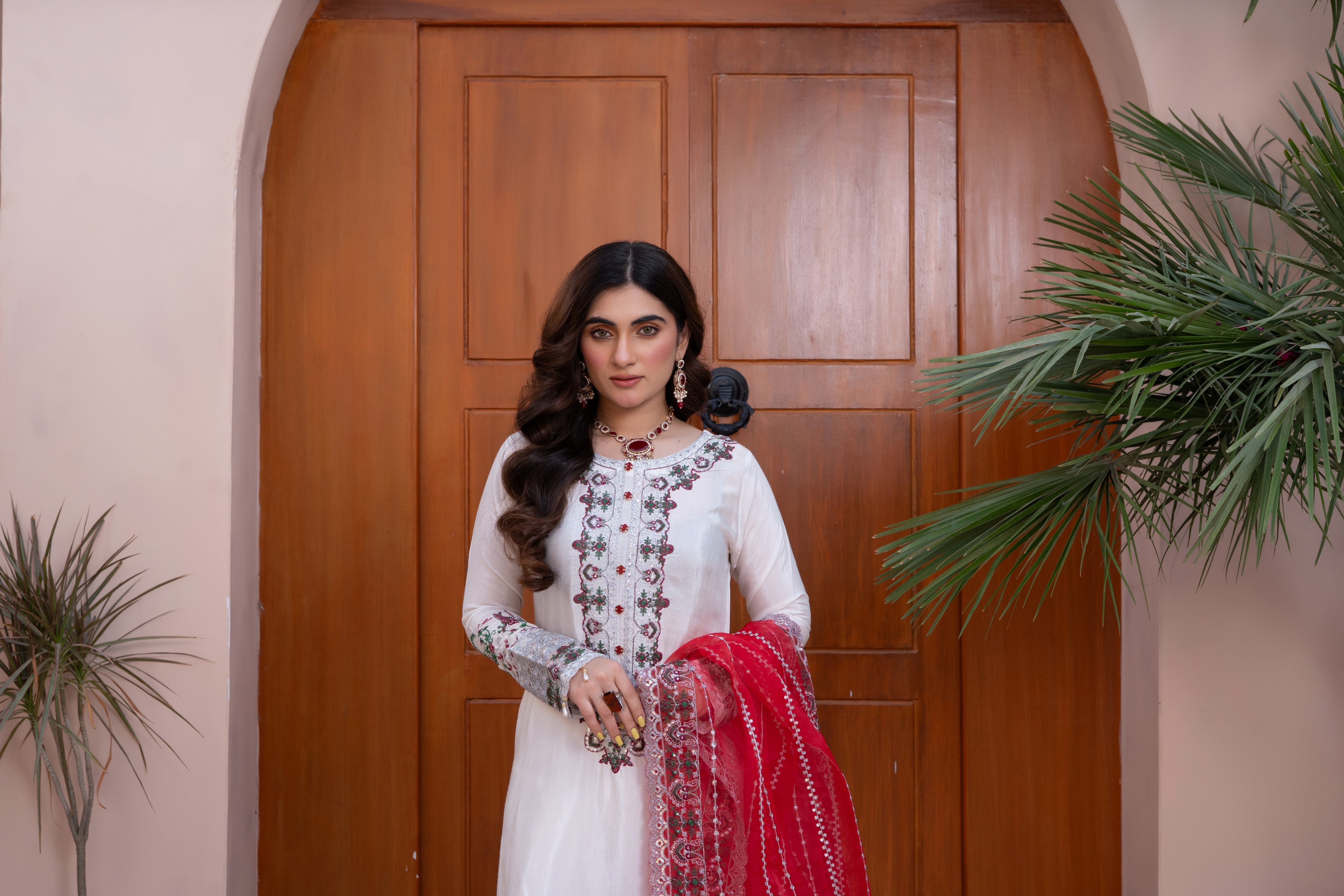pk raw silk Kurta Set in White