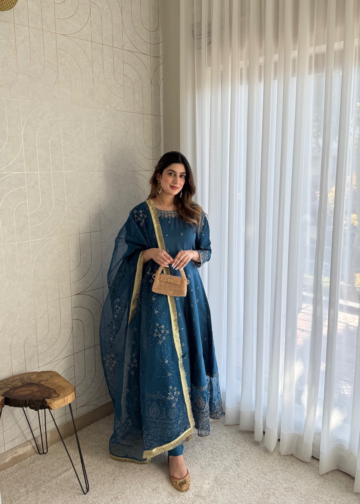 kattan silk Maxi in Teal