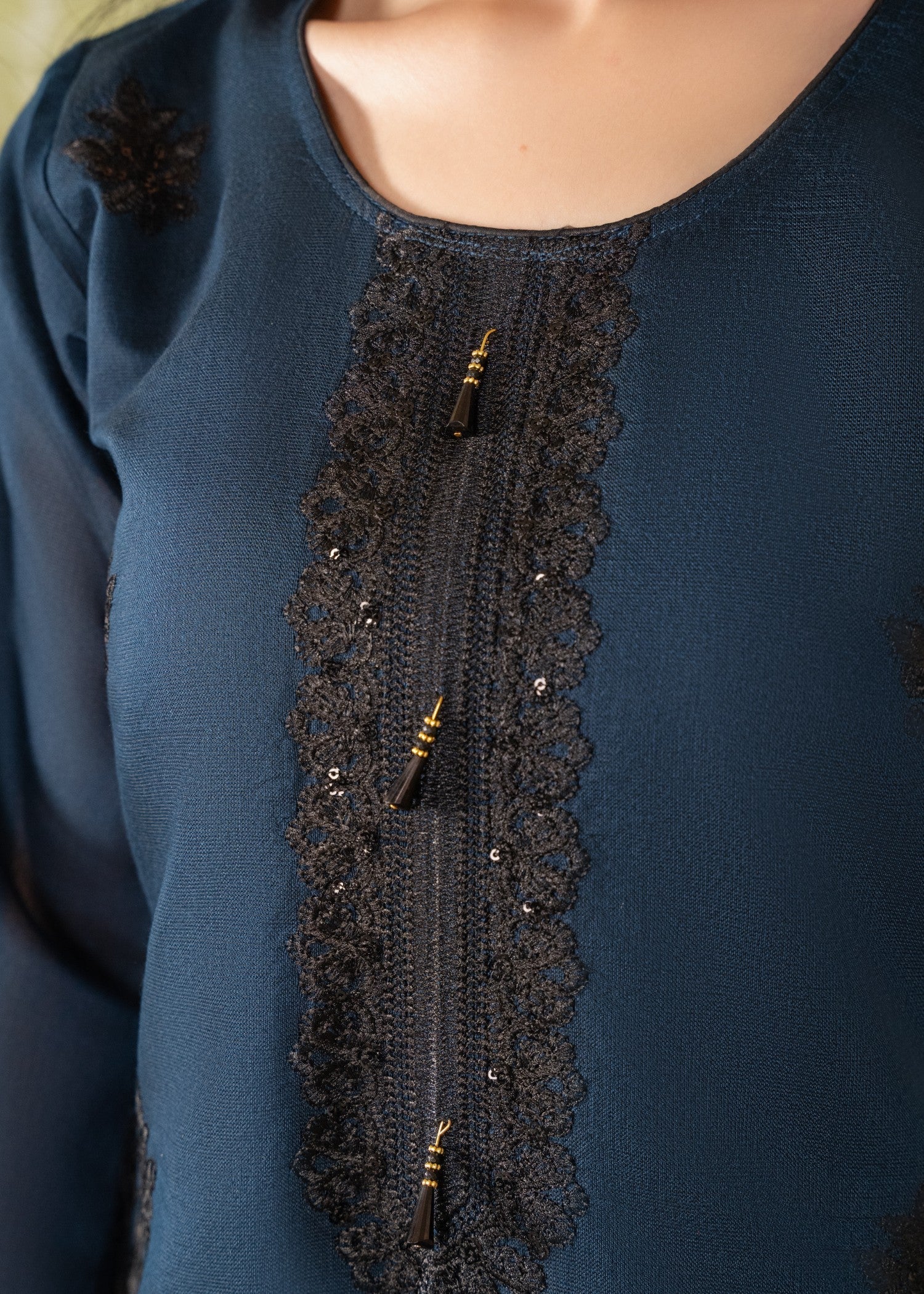 khaddi net Kurta Set in Blue