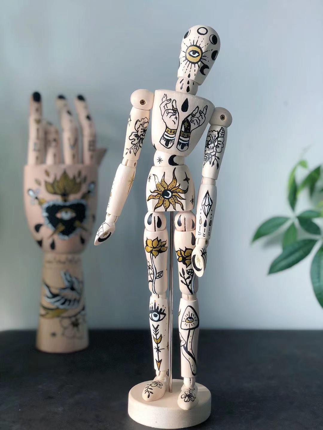 Hand Painted Vintage Wood Hand Ornaments