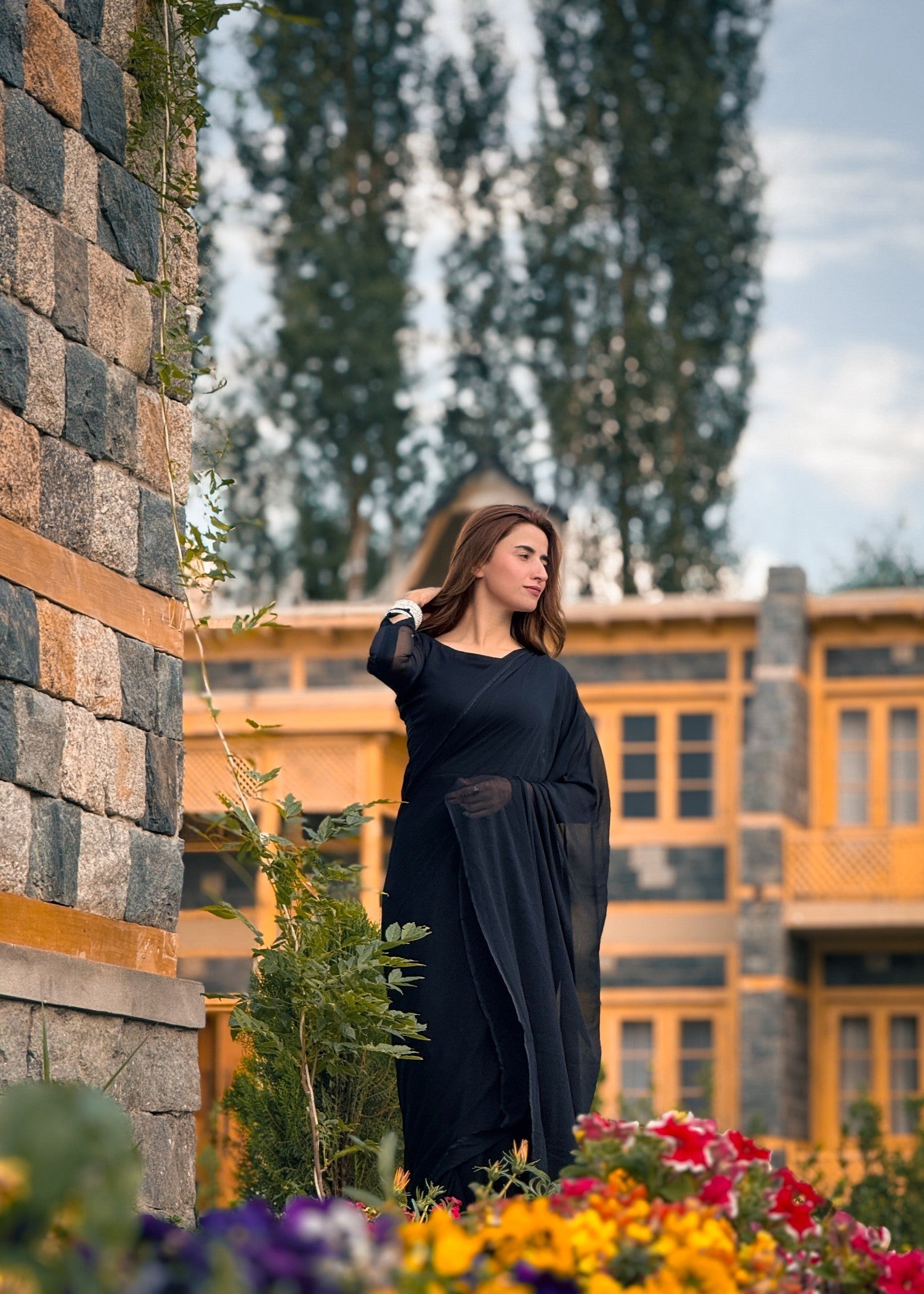 chiffon Saree in Black