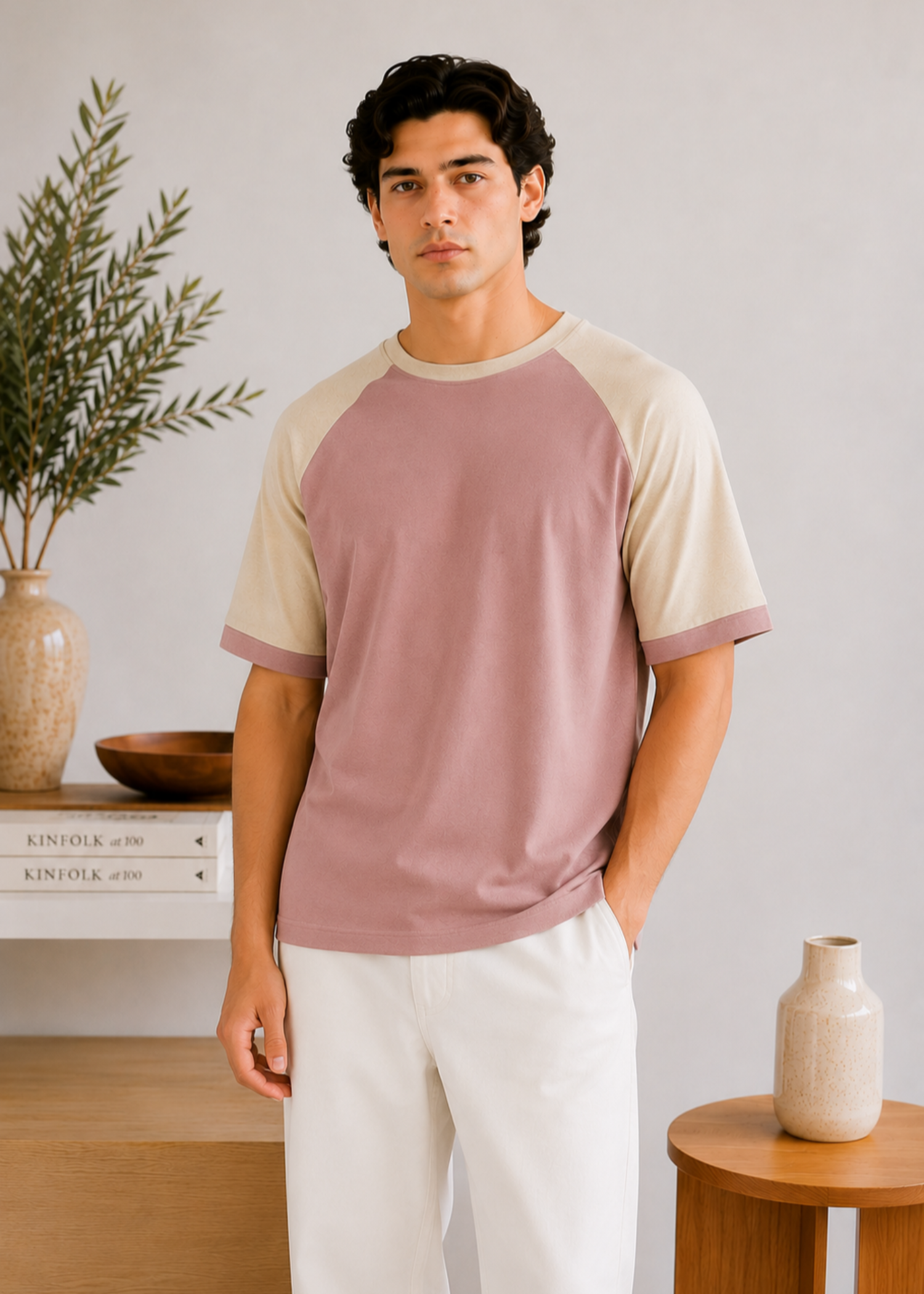 cotton T Shirt in Pale pink